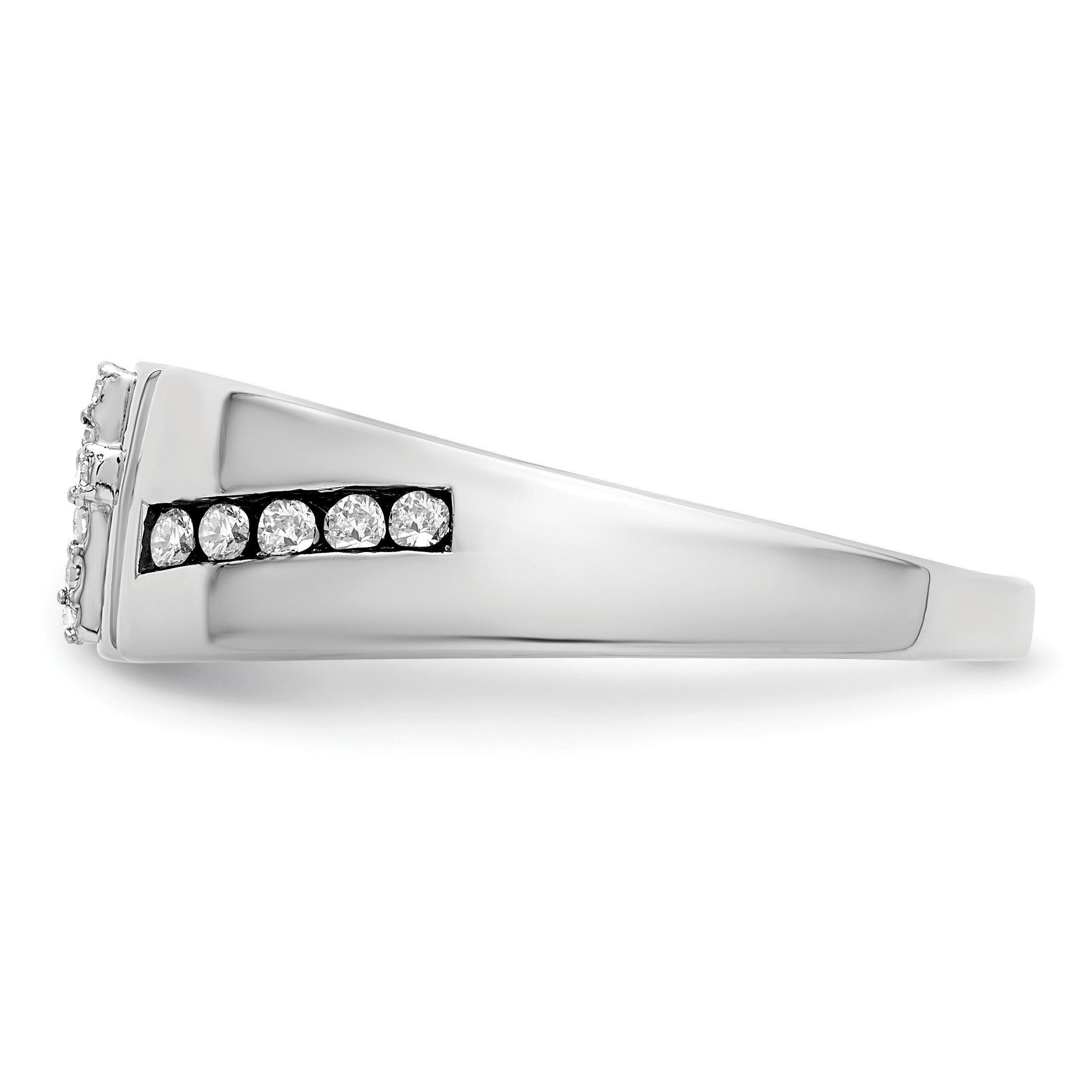 14k White Gold 1/4 ct Lab Grown Diamond Men's Cross Band Ring