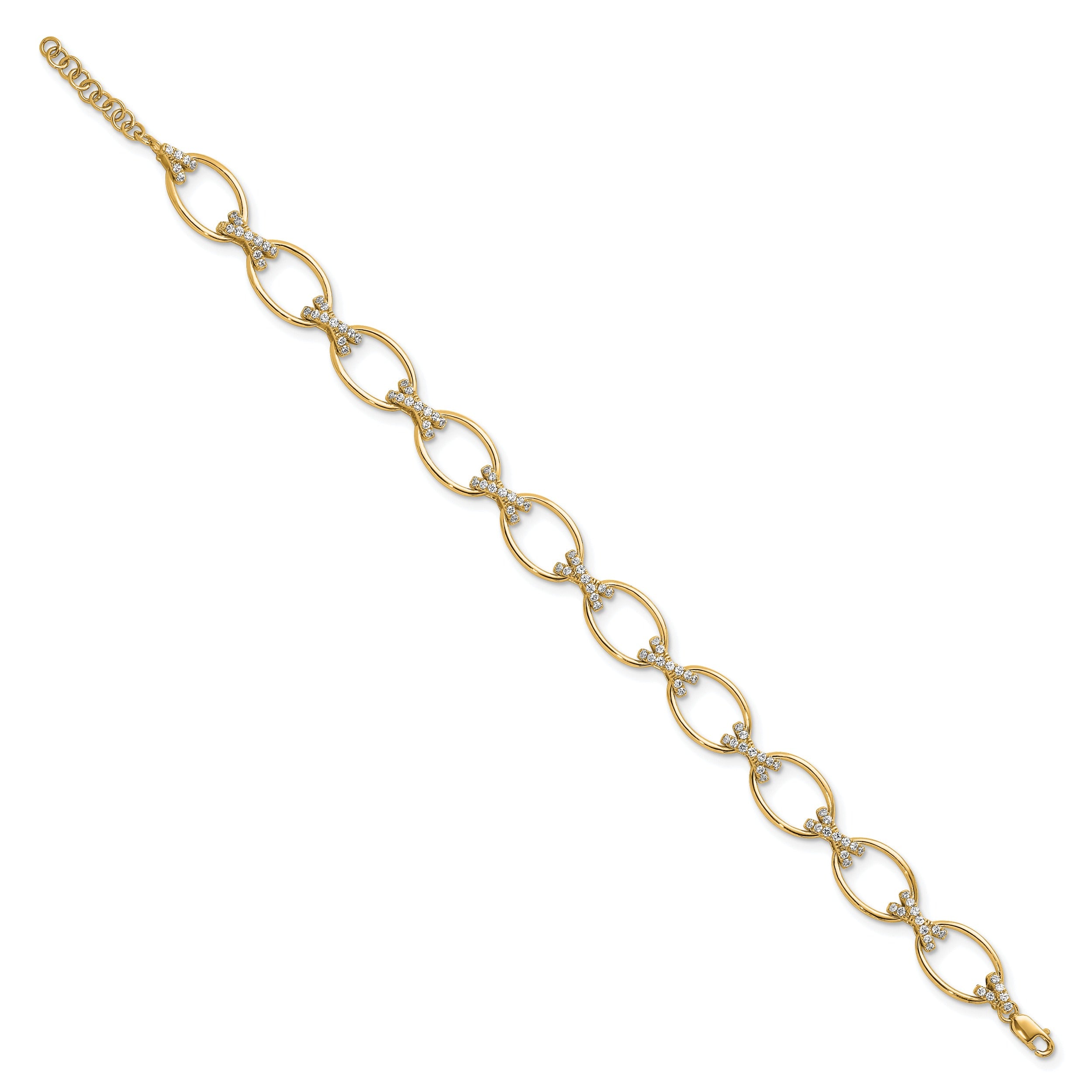 14k Yellow Gold 1/6 Carat Lab Diamond X and O Bracelet