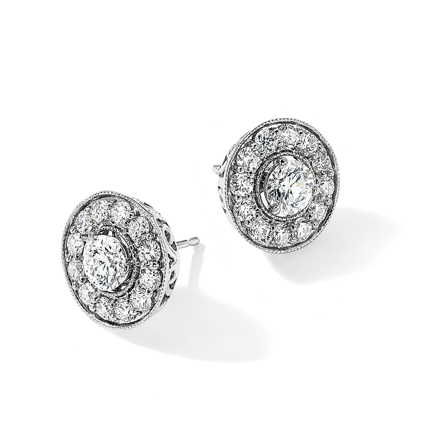 14K White Gold Lab Grown Diamond Studs Earring Jackets