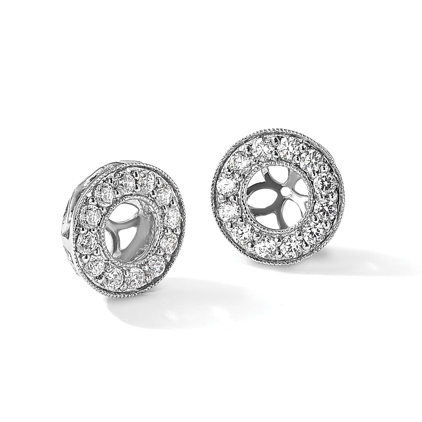 14K White Gold Lab Grown Diamond Studs Earring Jackets