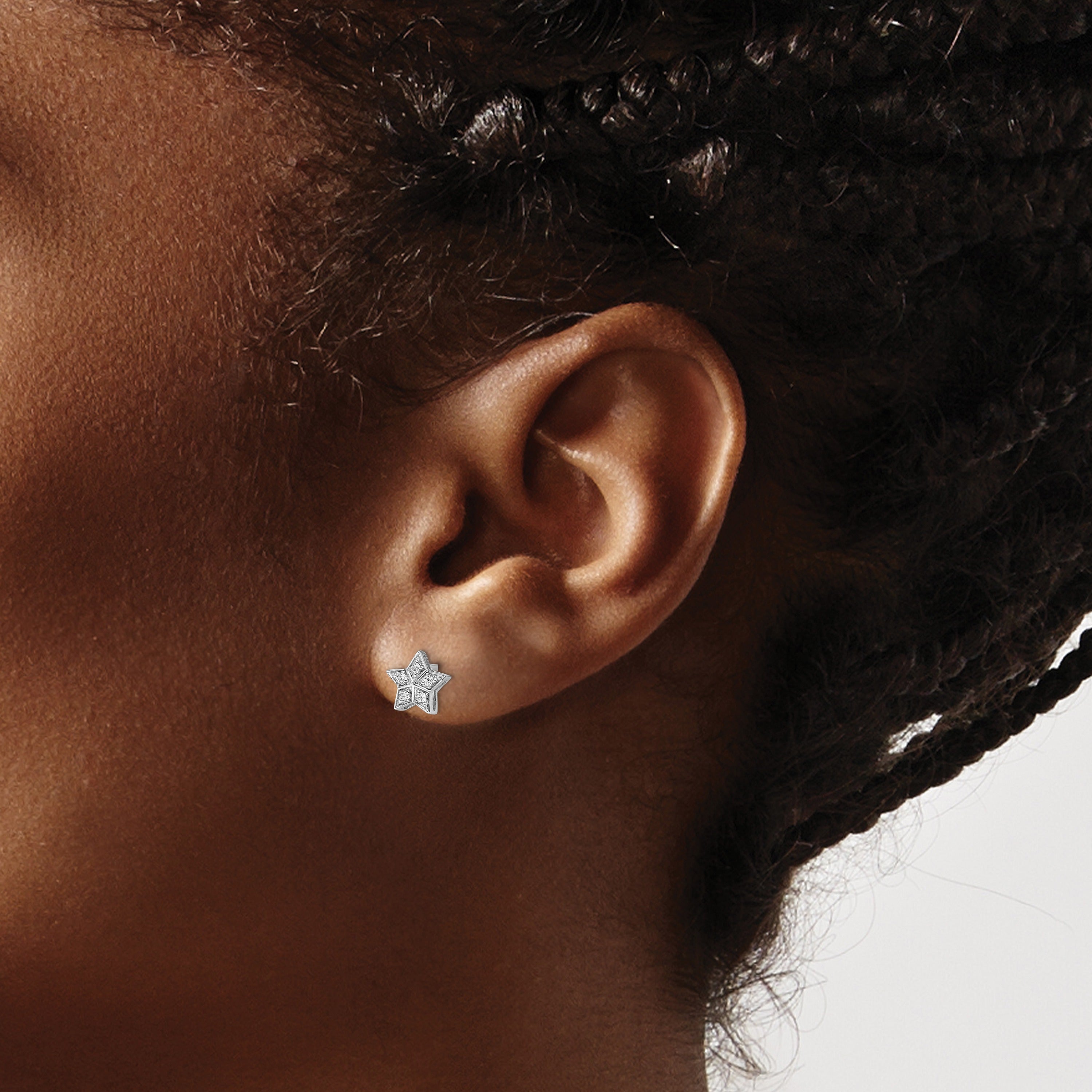 14k White Gold Lab Grown Diamond Star Post Earrings