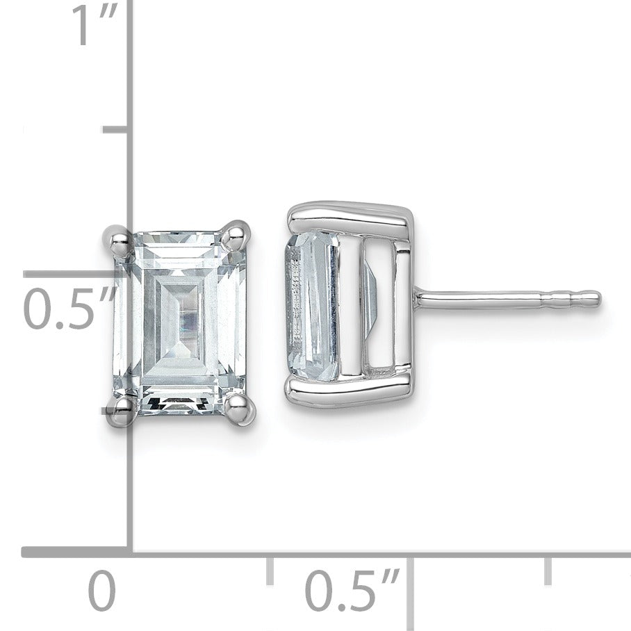 14K White Gold Lab Grown Emerald Diamond Four Prong Stud Earrings
