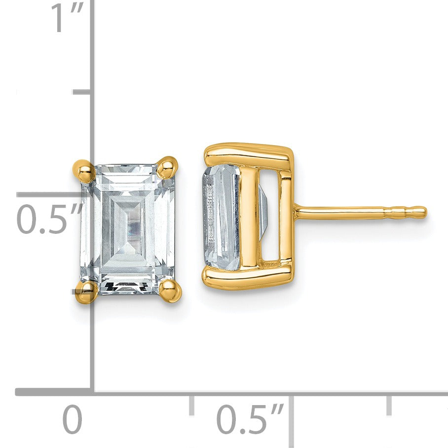14K White Gold Lab Grown Emerald Diamond Four Prong Stud Earrings