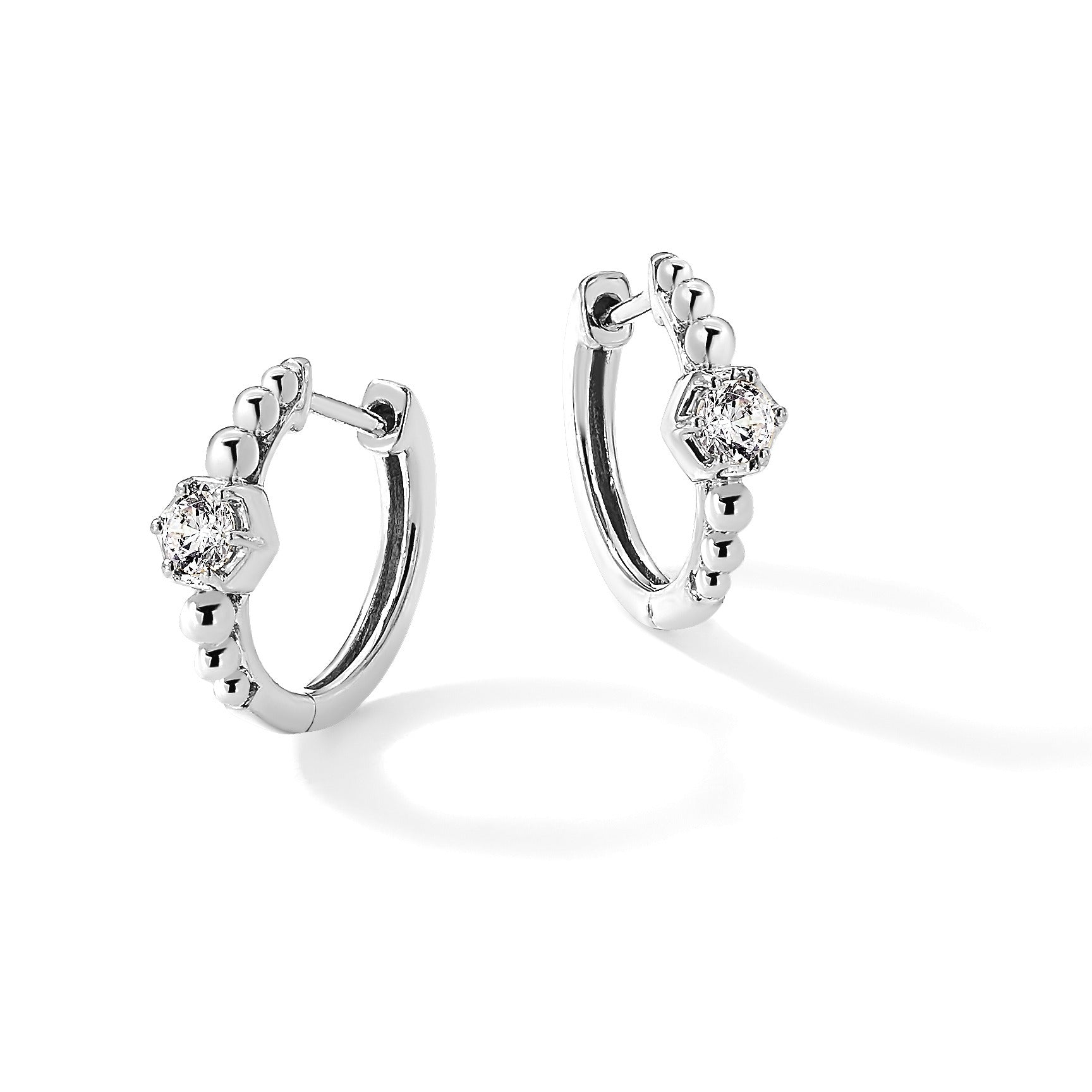 14K Yellow Gold Lab Diamond Hinged Hoop Earrings