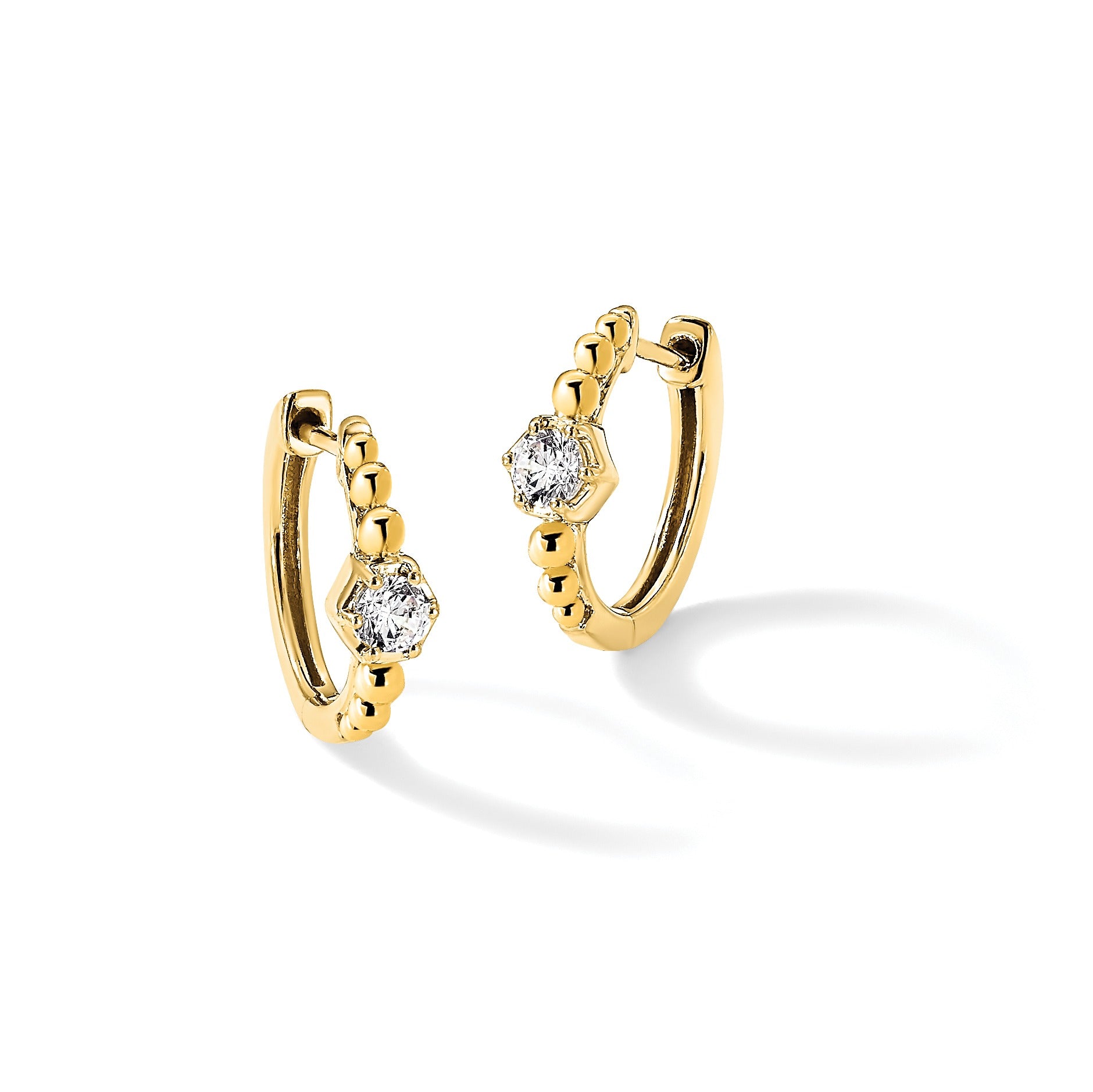 14K Yellow Gold Lab Diamond Hinged Hoop Earrings