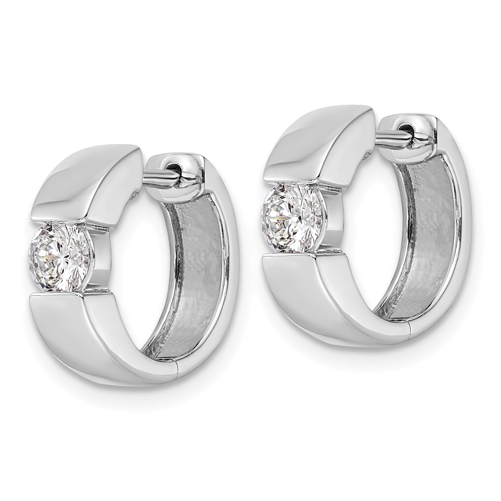 14K Gold Lab Grown Diamond Hinged Hoop Complete Earrings