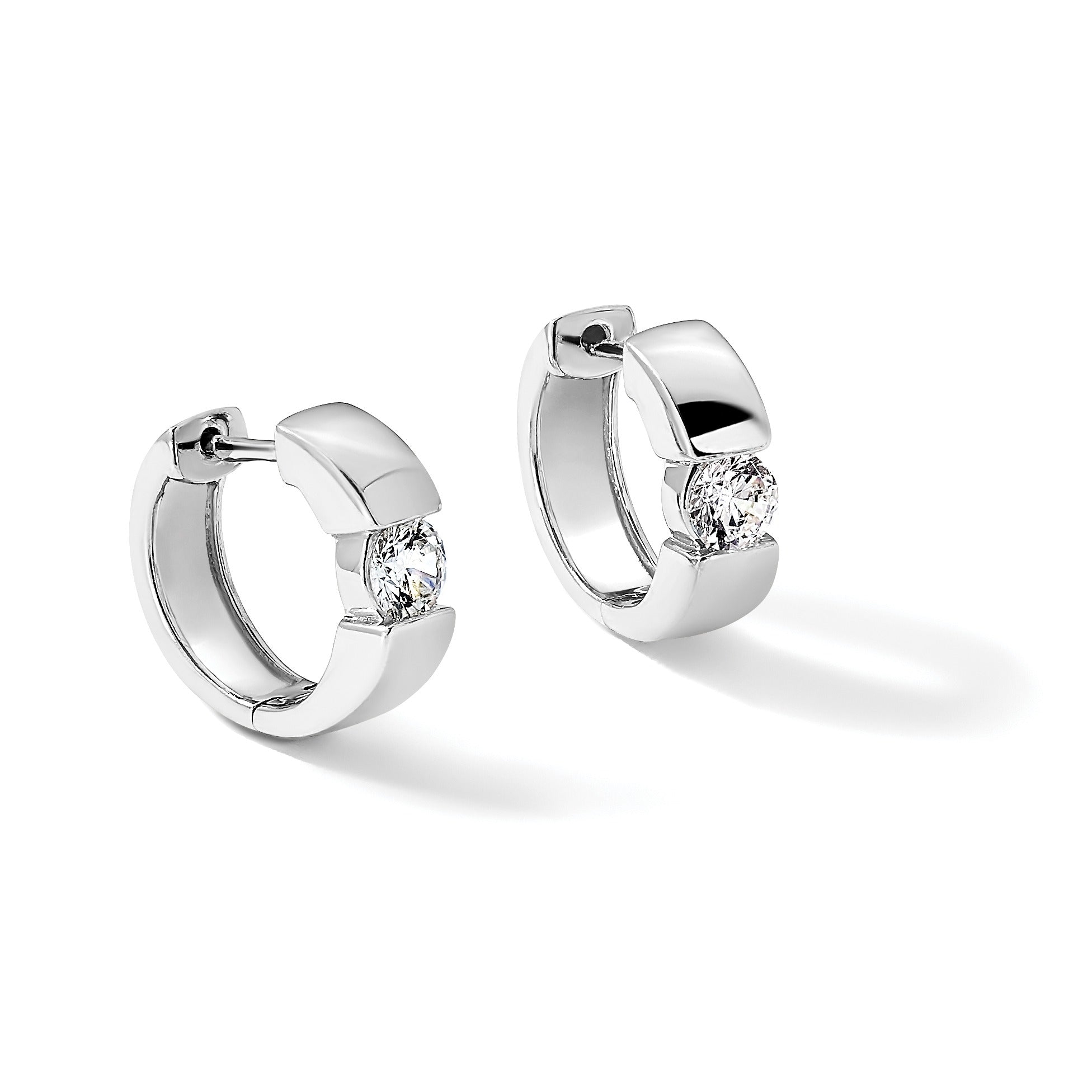 14K Gold Lab Grown Diamond Hinged Hoop Complete Earrings