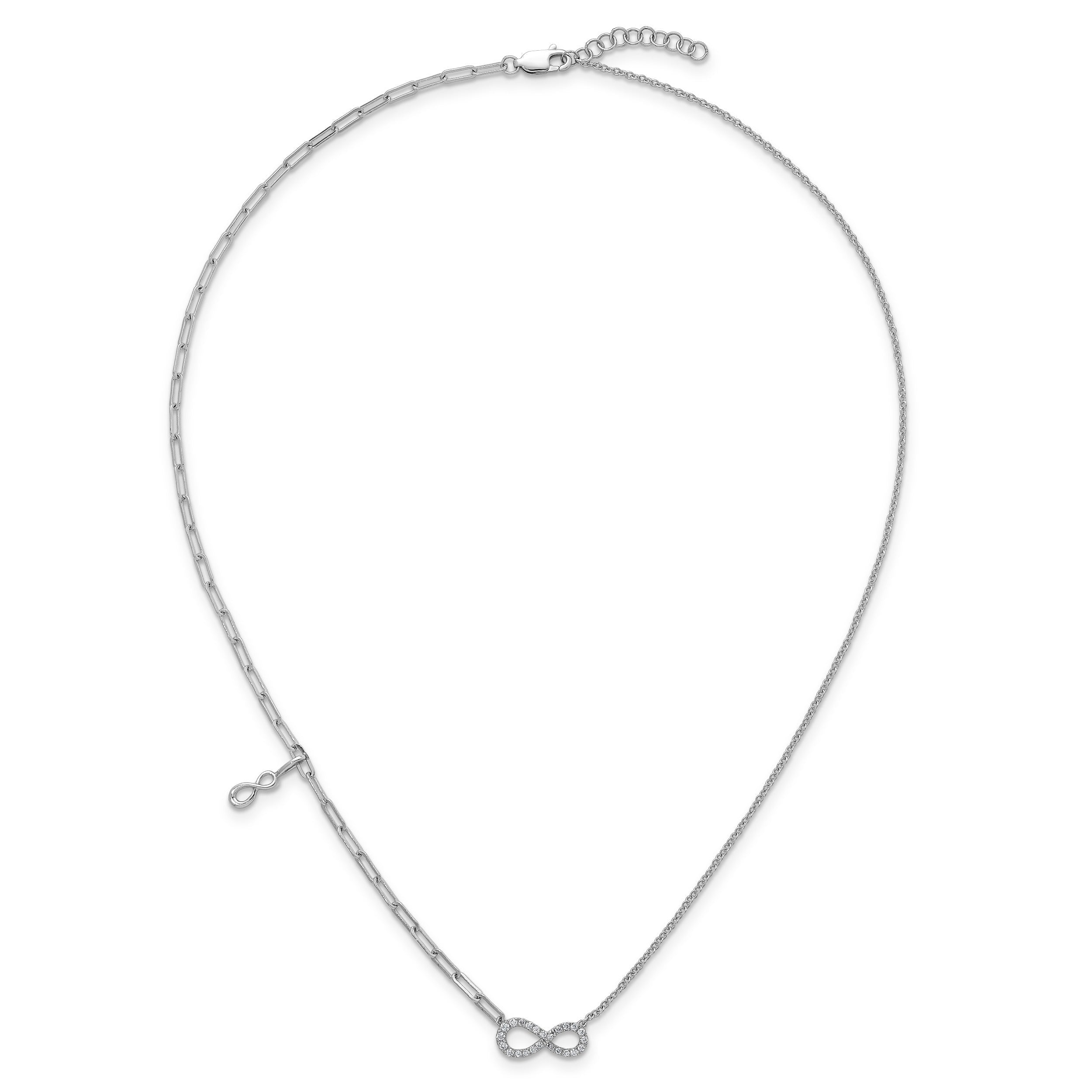 0.19 Ct Round White Lab Diamond Prong 14K White Gold Infinity Paperclip Cable Chain Necklace