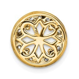 14k Gold Lab Grown Diamond Round Halo Chain Slide Pendant