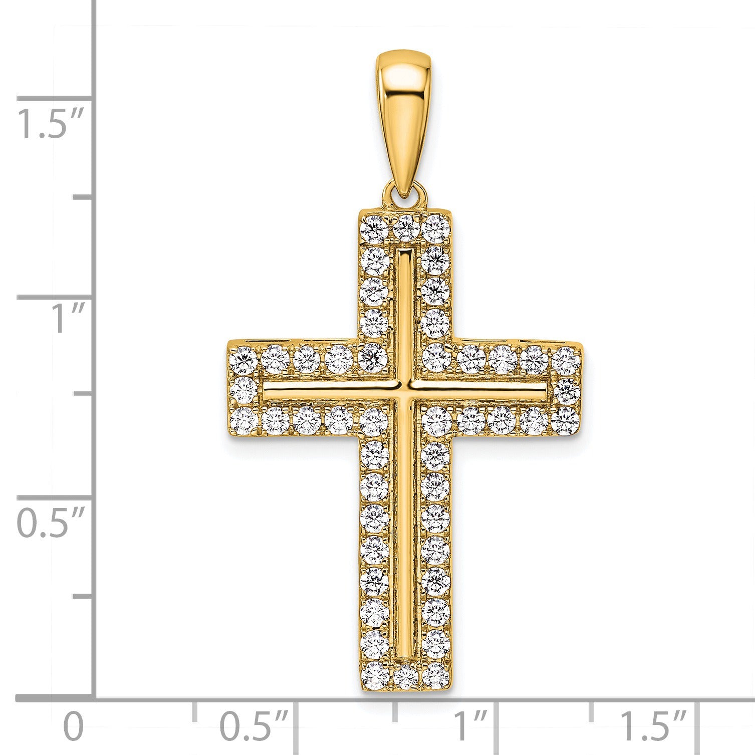 14K Gold Lab Diamond Cross Pendant