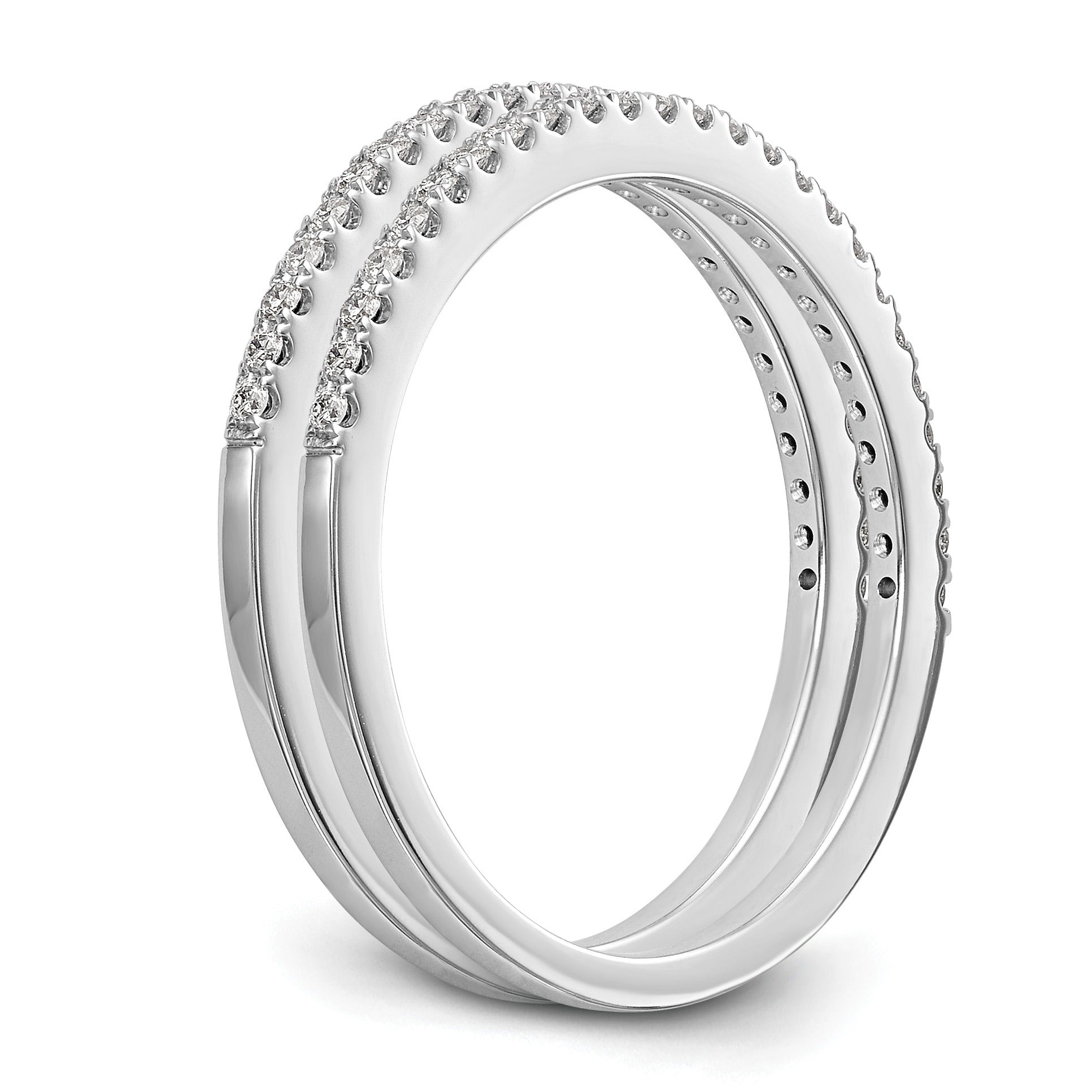 14k White Gold Lab Grown Diamond Set of Two Eternity Wedding Band 0.25 Ct