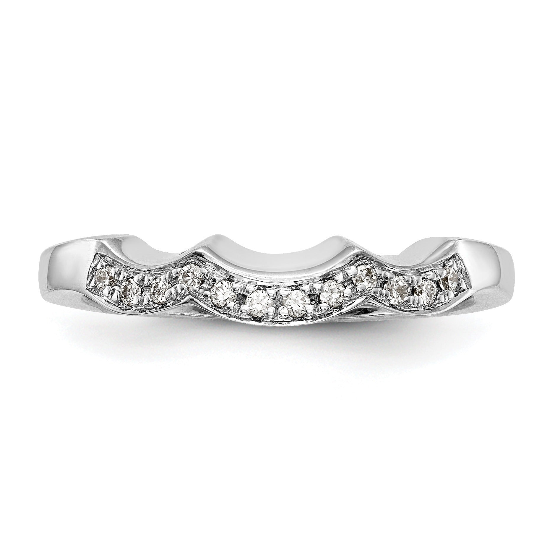 0.12 Ct Round White Lab Grown Diamond Pavé 14K White Gold Wedding Band Enhancer