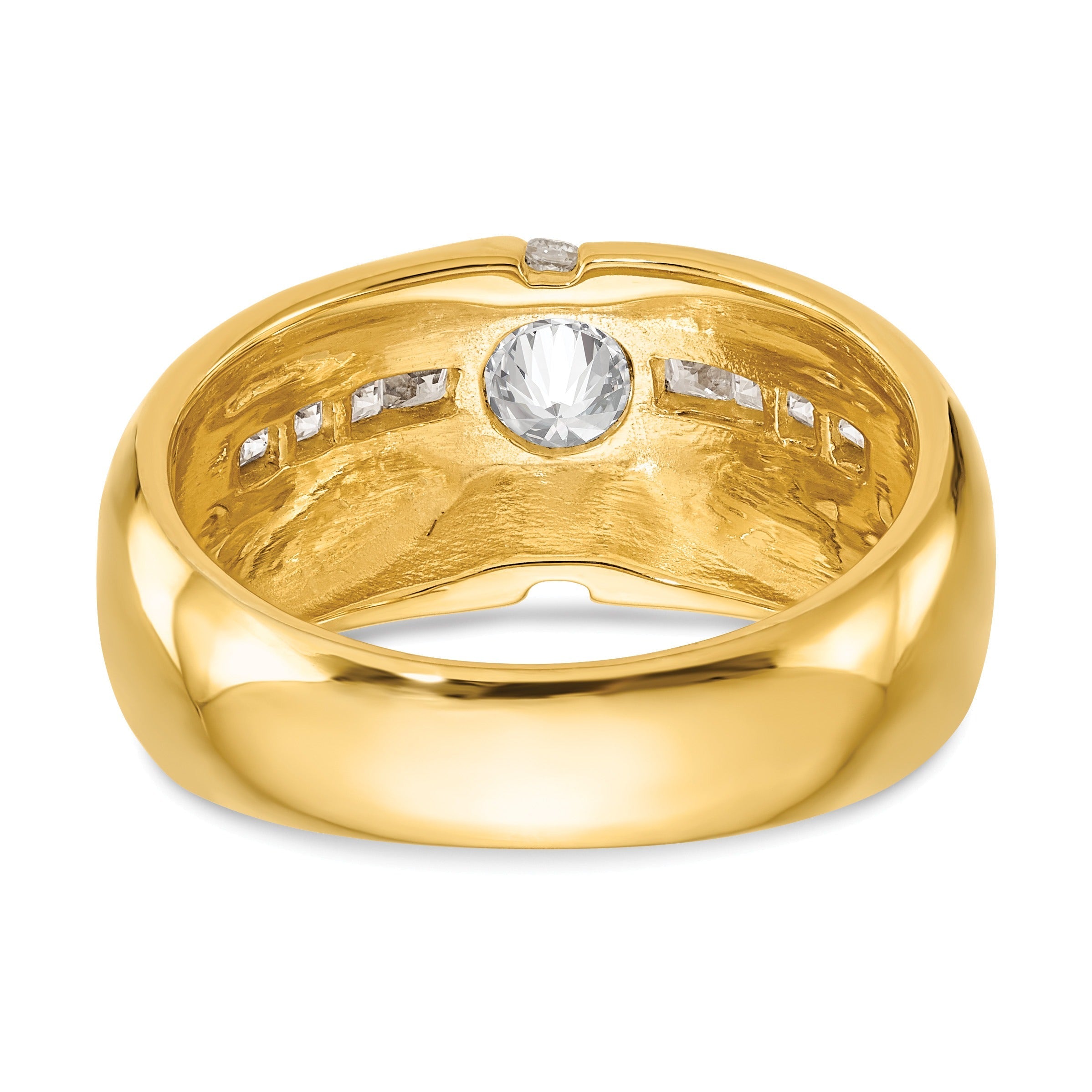 1/2 ct Lab Grown Diamond 5/8 ct Semi Mount Men's Ring 14k Yellow Gold