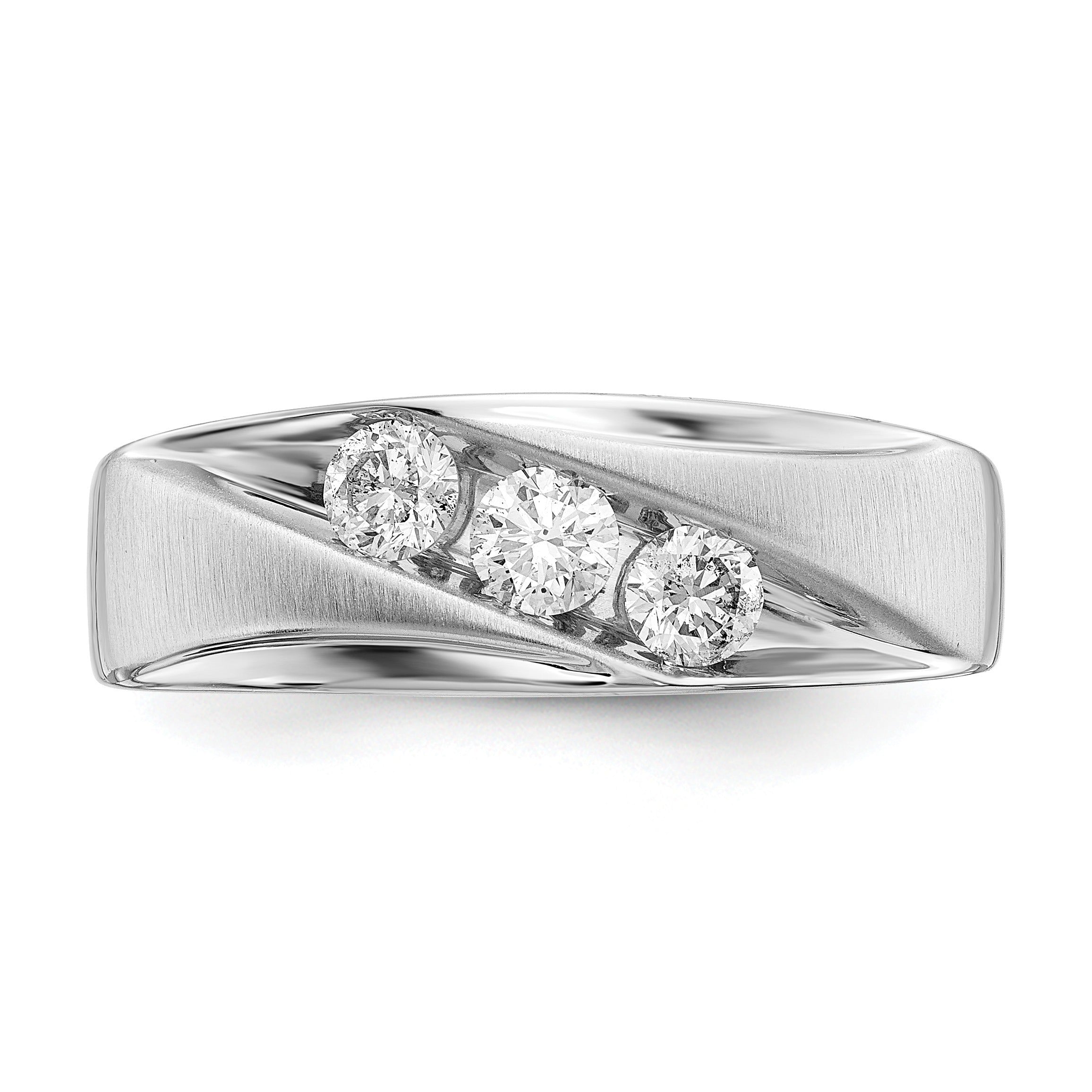 5/8 ct Lab Diamond Three Stone Wedding Bands Men's Ring 14k White Gold