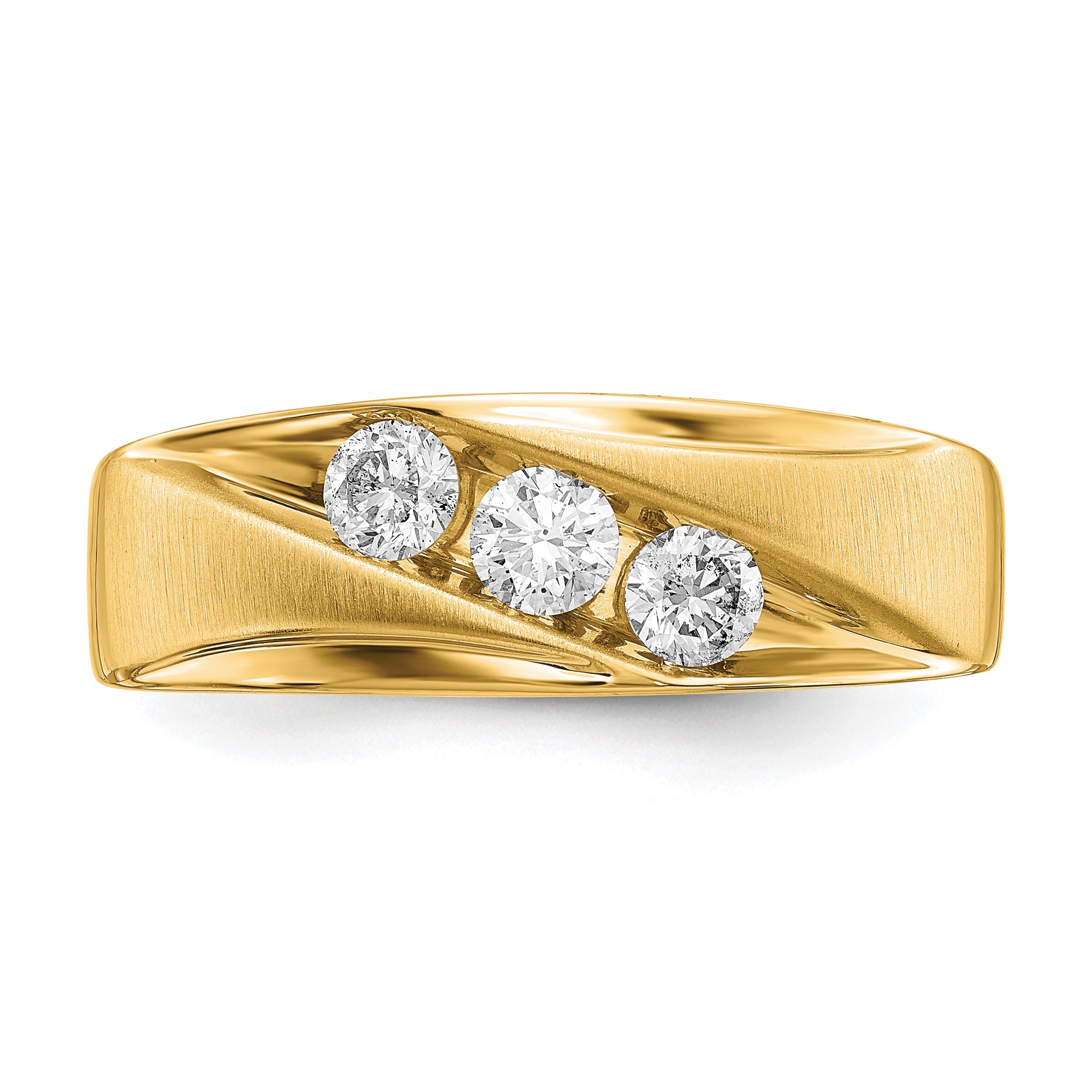 Lab Grown Diamond Three Stone Wedding Band Men Ring