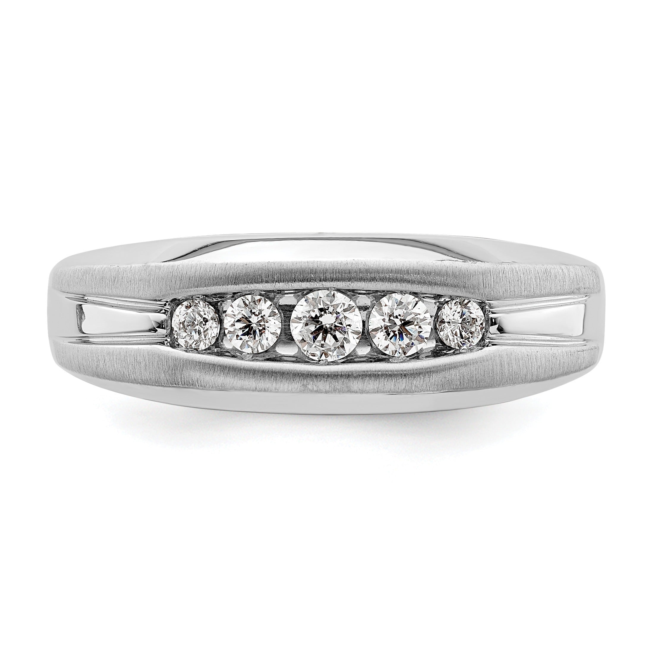1/3 ct Lab Grown Diamond Five Stone Men's Ring 14k White Gold