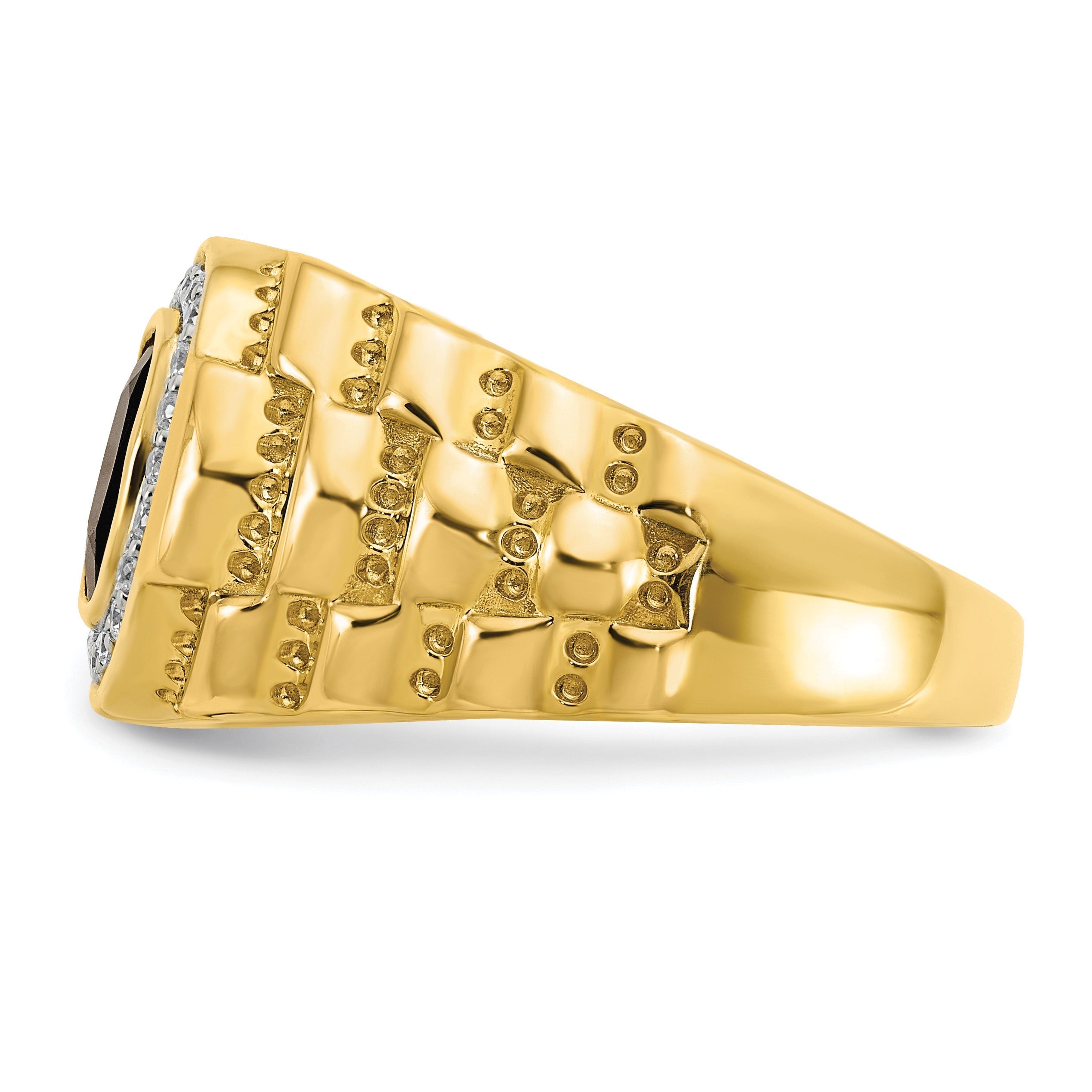 14k Gold 1/4 ct Lab Grown Diamond and Onyx Textured Men's Ring
