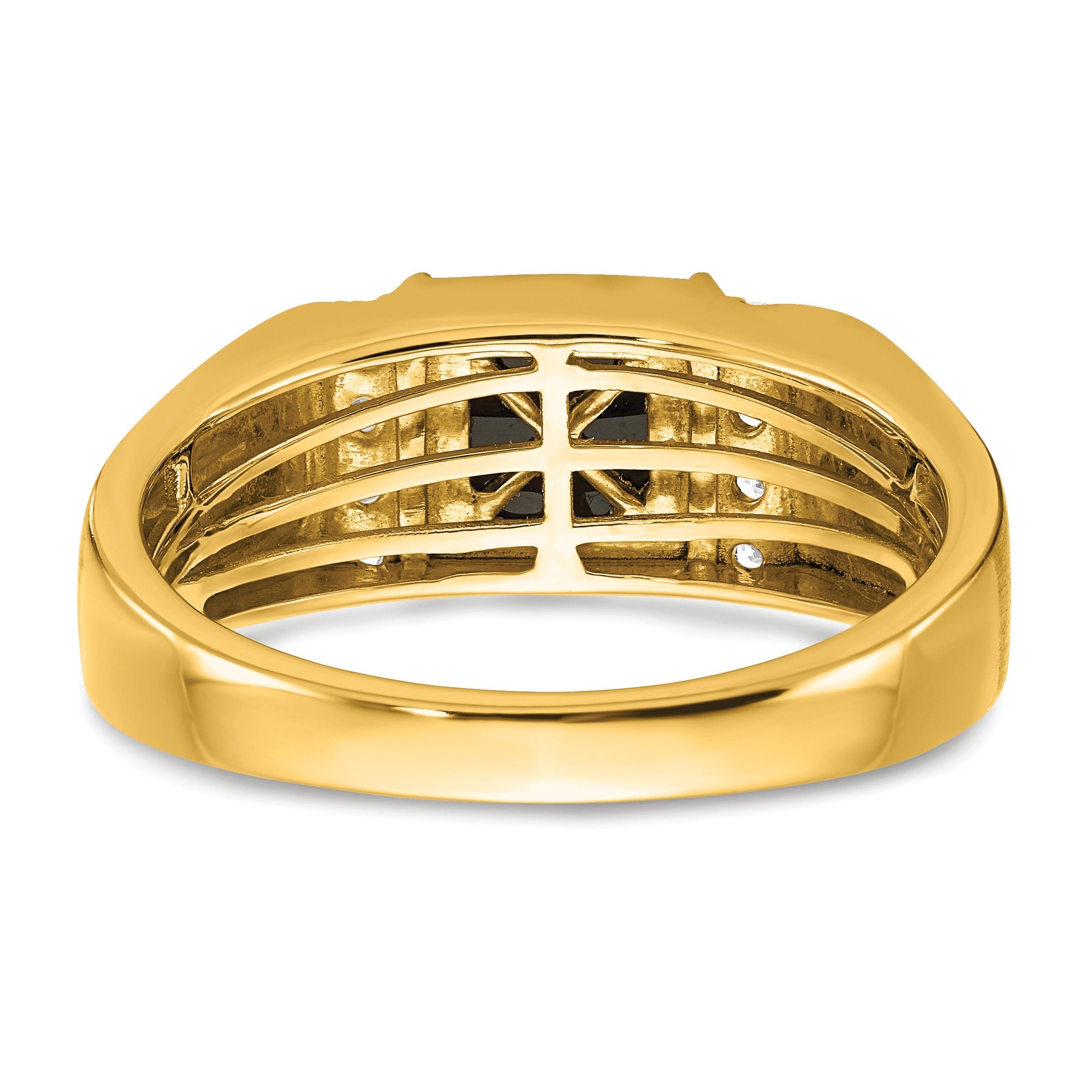14k Yellow Gold 1/8 ct Lab Grown Diamond and Onyx Men's Ring