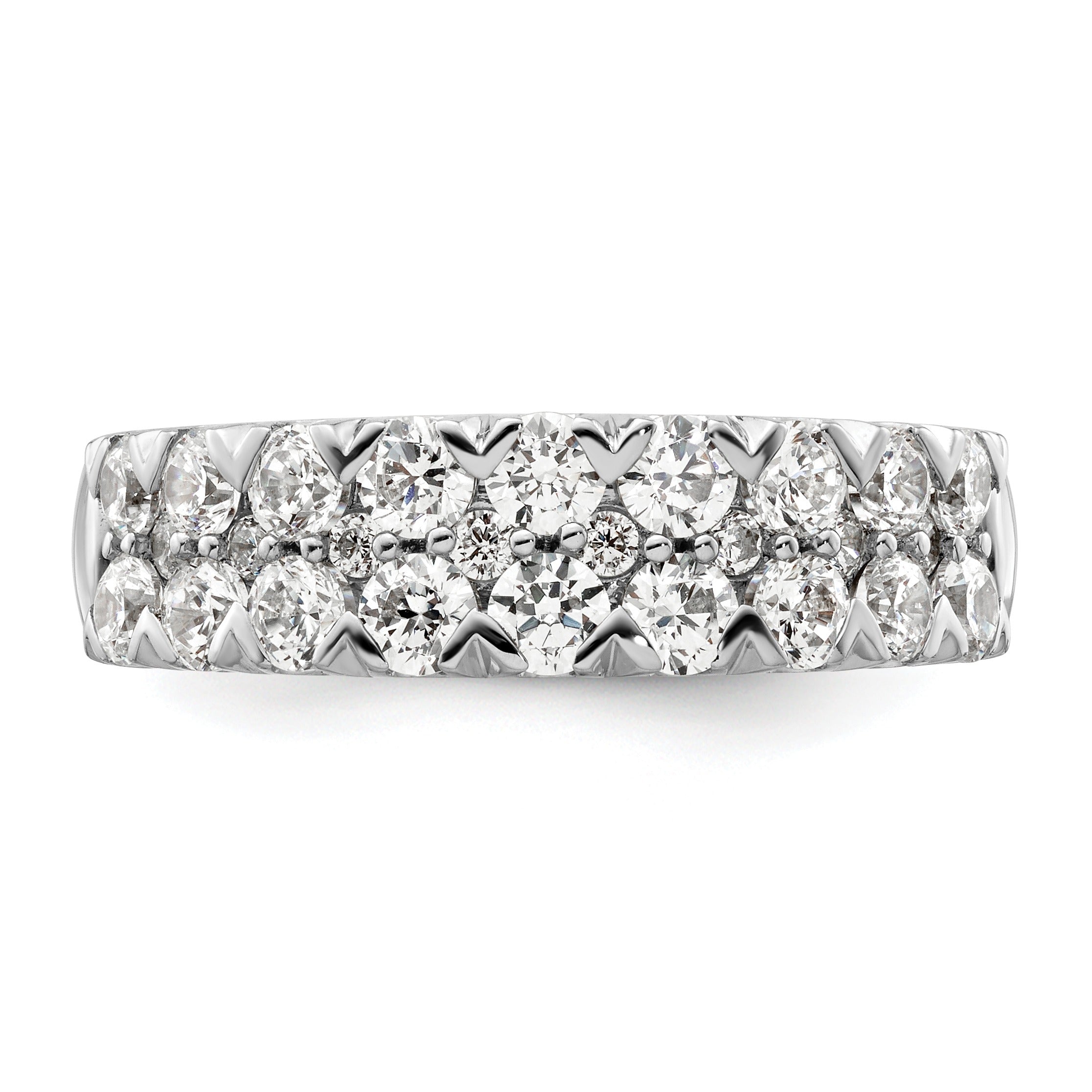 14k White Gold Lab Grown Diamond Double Row Wedding Band
