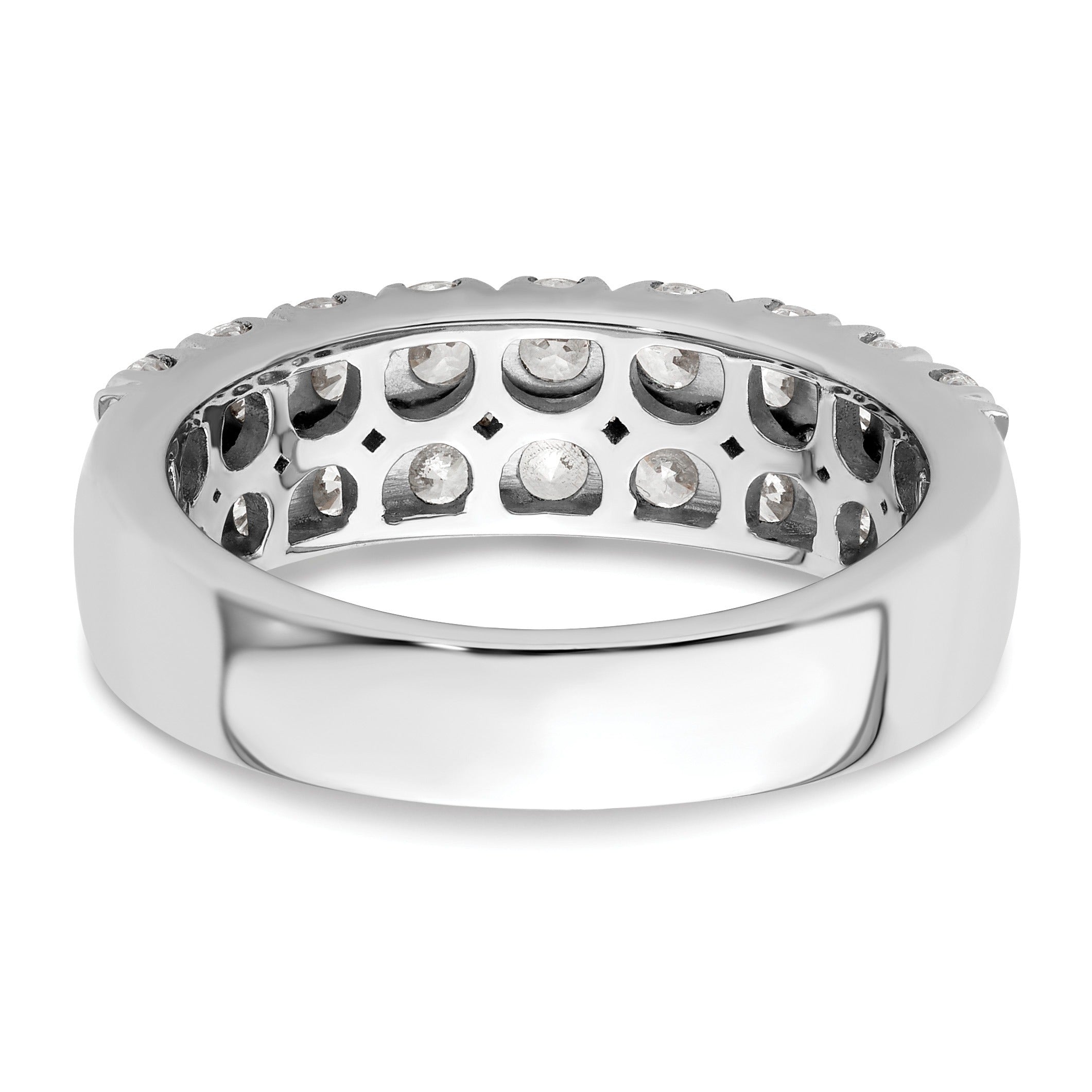 14k White Gold Lab Grown Diamond Double Row Wedding Band 1.5 Ct