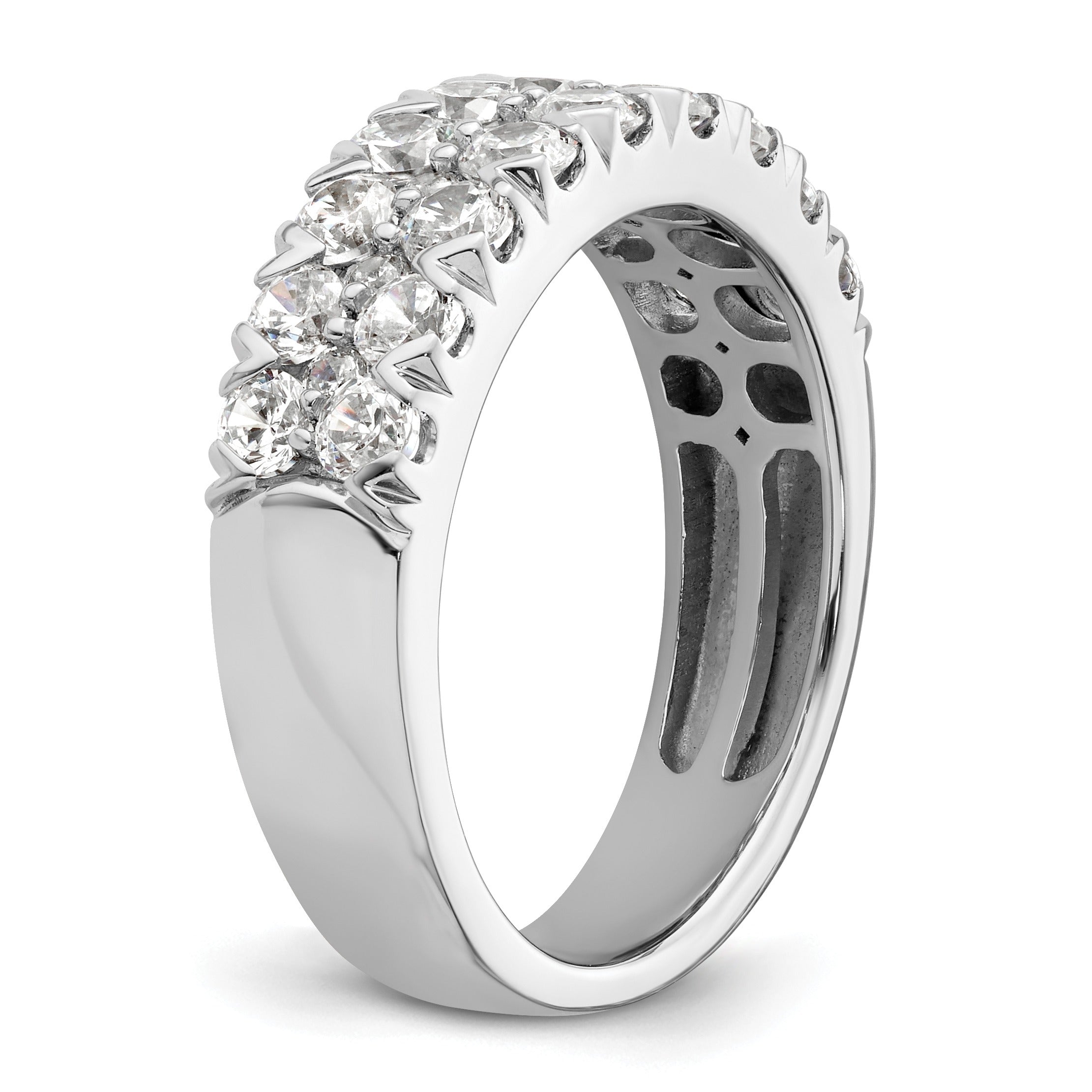 14k White Gold Lab Grown Diamond Double Row Wedding Band