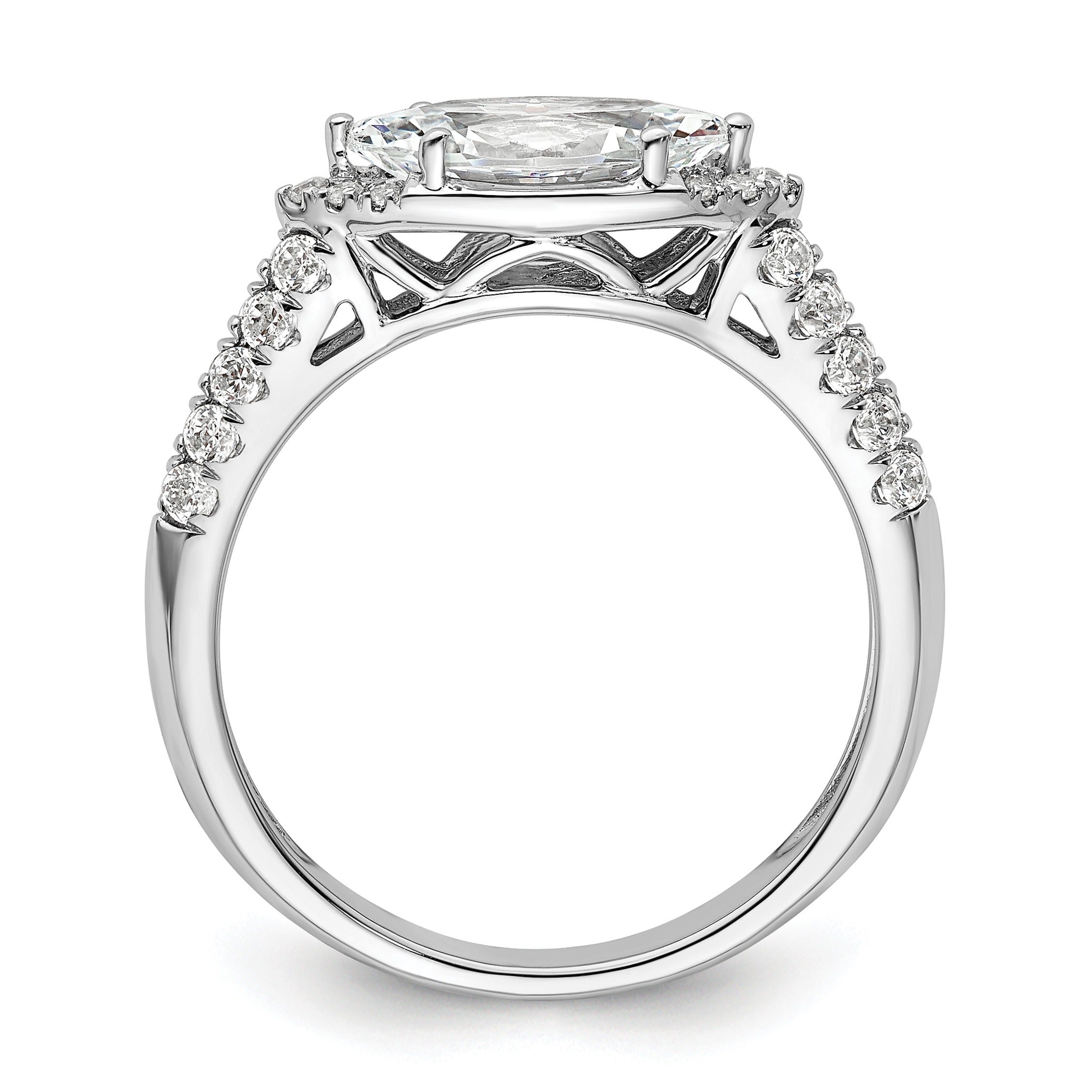 14k White Gold Lab Diamond Center East West Marquise Semi Mount Ring