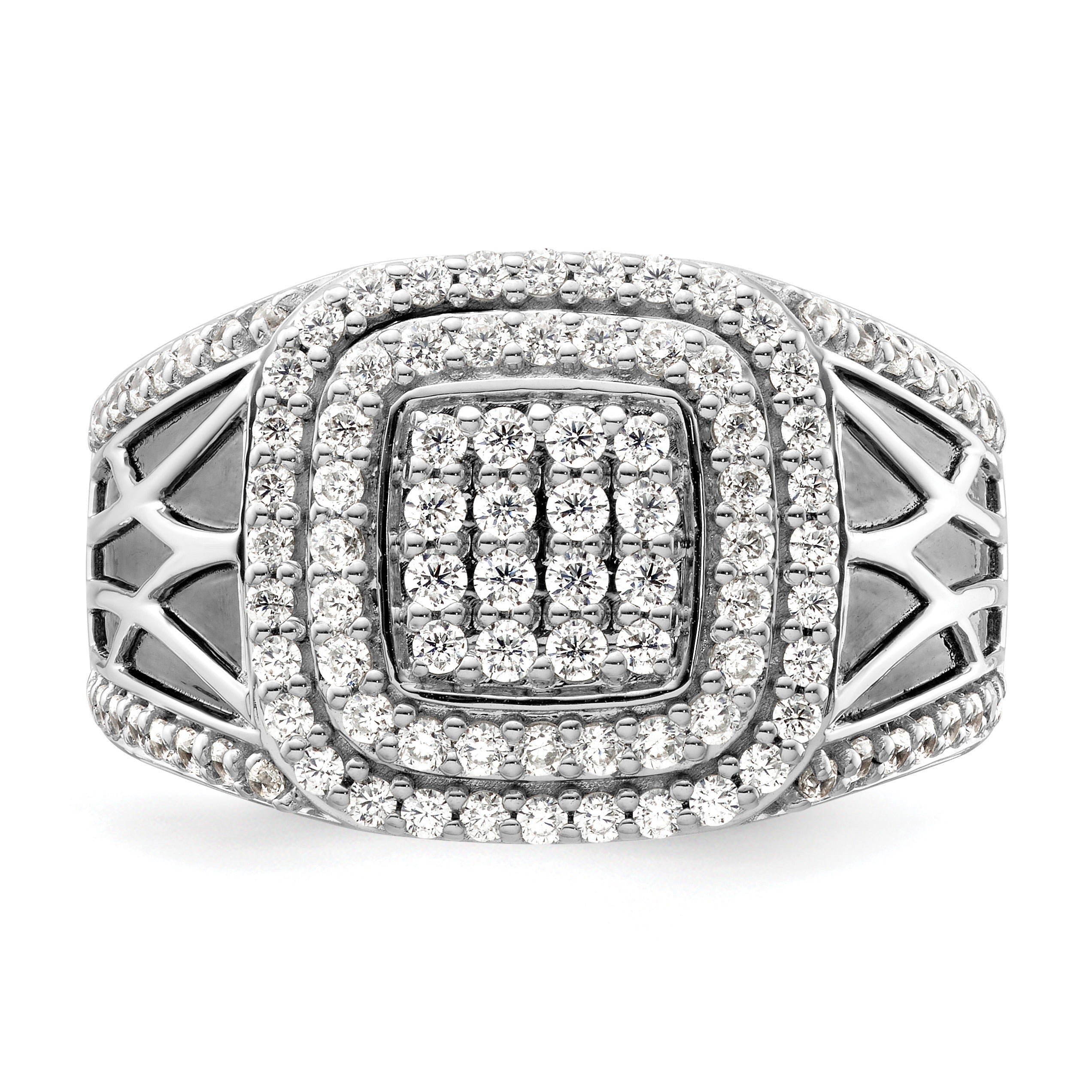 1 1/8 ct Lab Grown Diamond Side Design Men's Halo Ring 14k White Gold