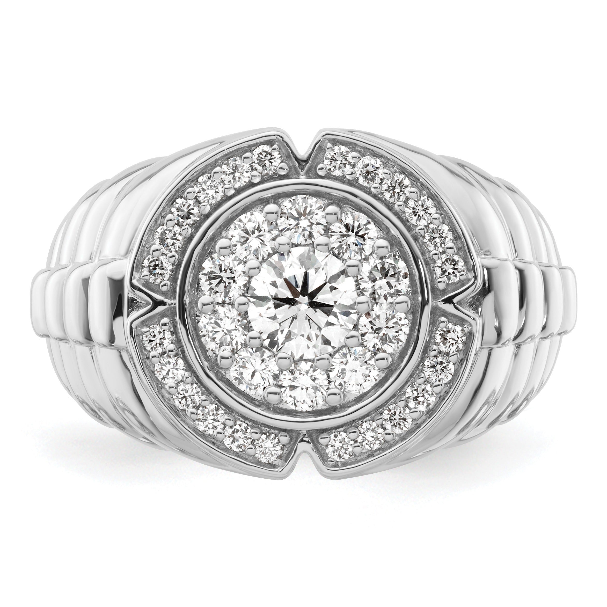 1 1/5 ct Lab Grown Diamond Men's Cluster Ring 10k Gold