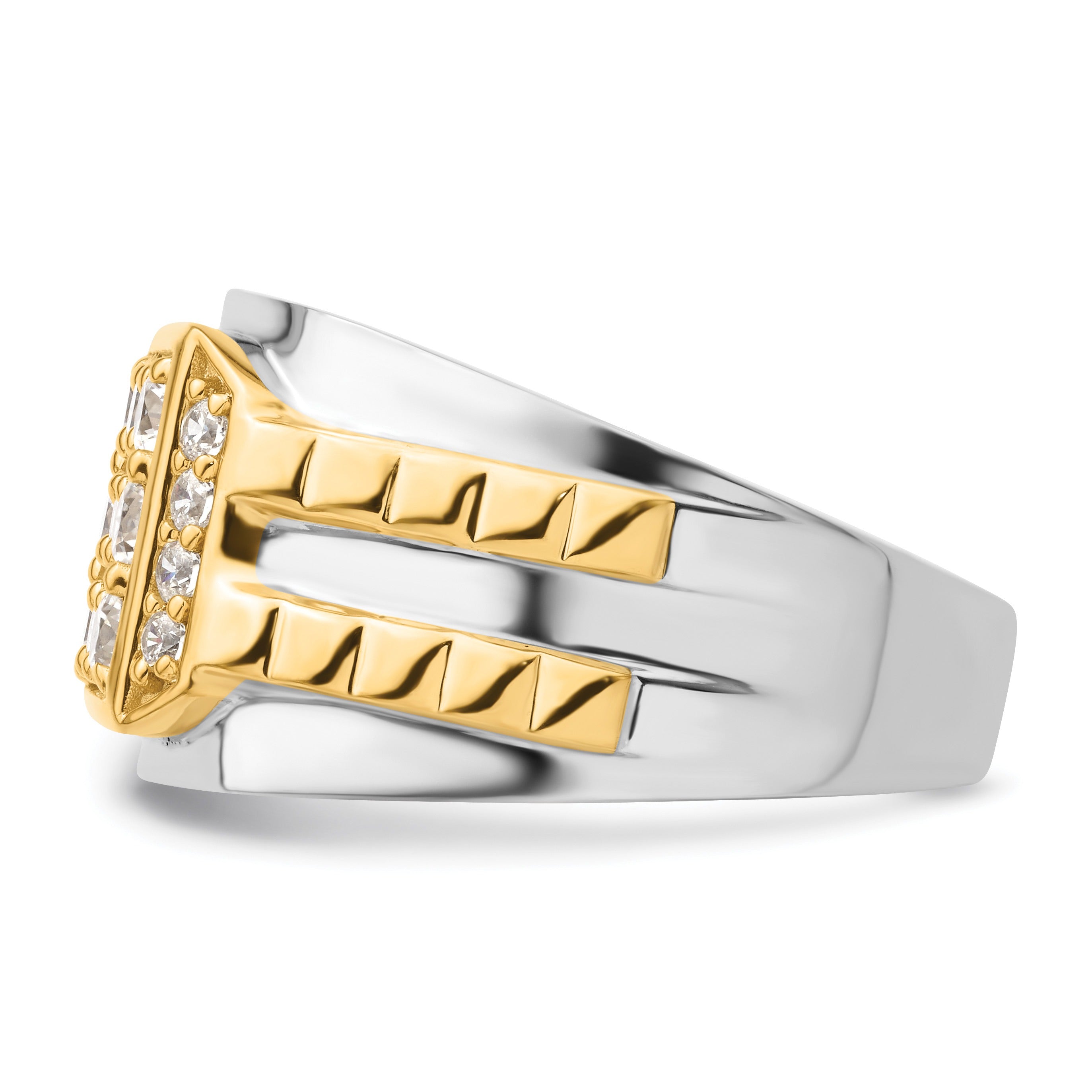 14k Two-Tone 1 1/5 ct Lab Grown Diamond Men's Cluster Ring