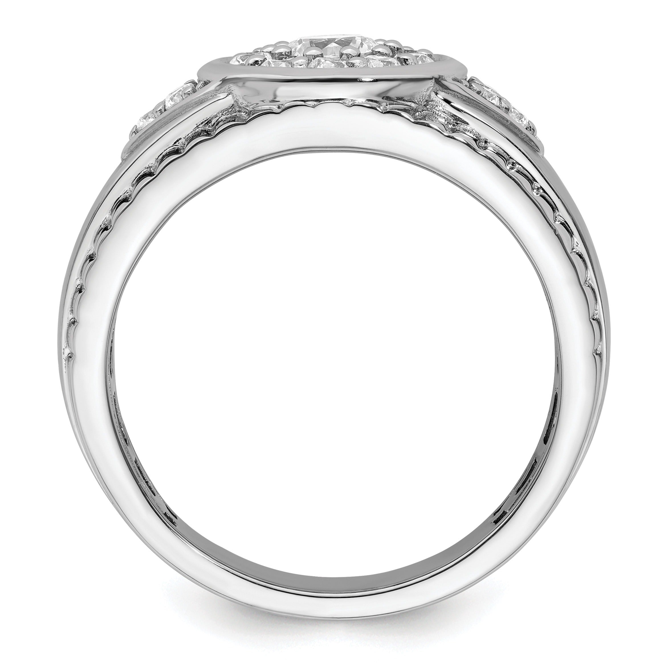 14k White Gold 1 ct Round Lab Grown Diamond Men's Cluster Ring
