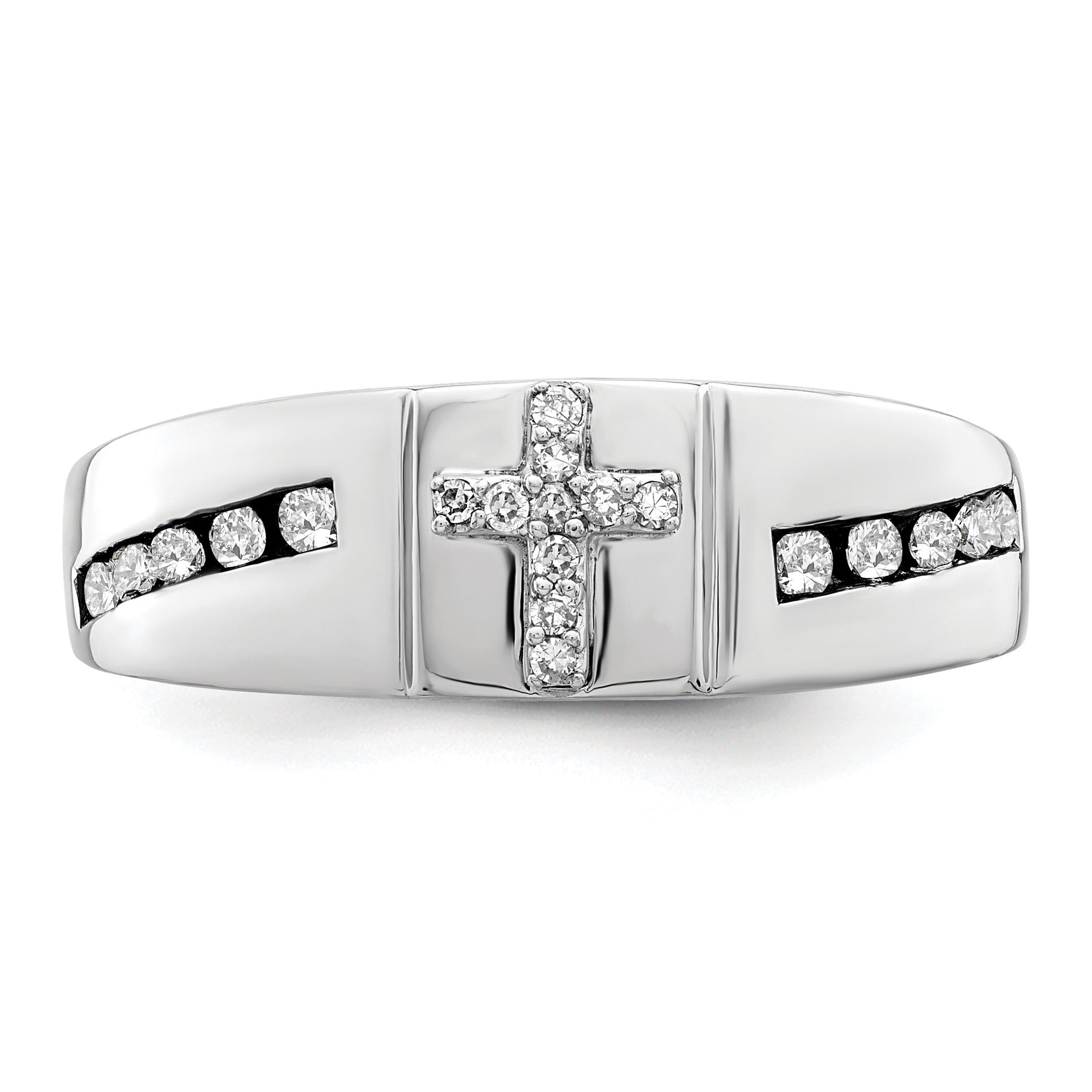 14k White Gold 1/4 ct Lab Grown Diamond Men's Cross Band Ring