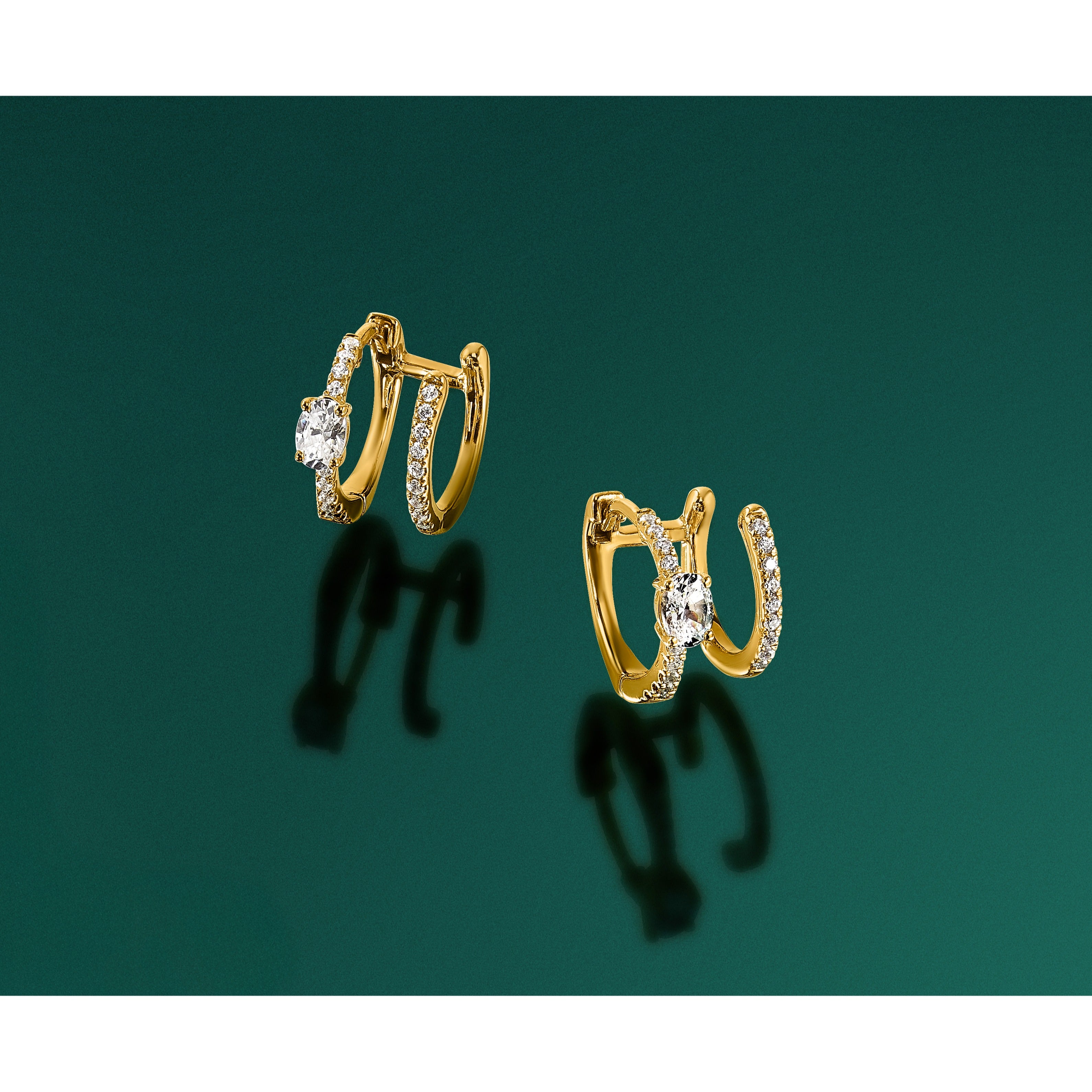 Lab Grown Diamond Hinged Hoop Earrings 14K Yellow Gold