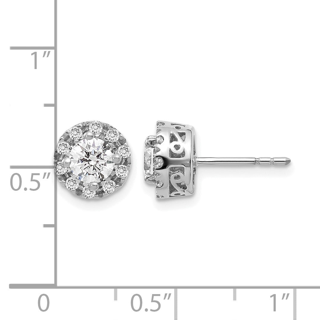 14K White Gold Lab Grown Diamond Halo Post Stud Earrings