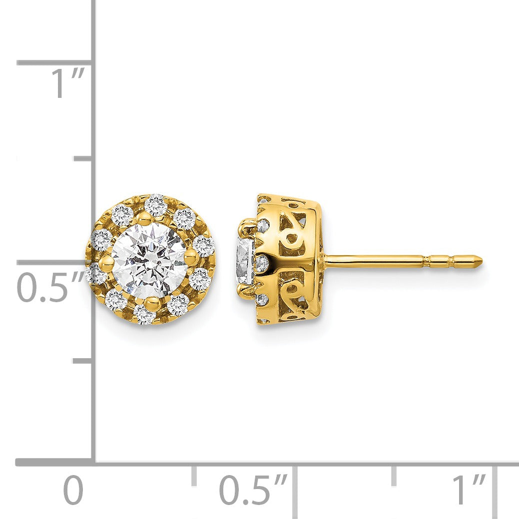 14K Yellow Gold Lab Grown Diamond Halo Semi Mount Stud Earrings