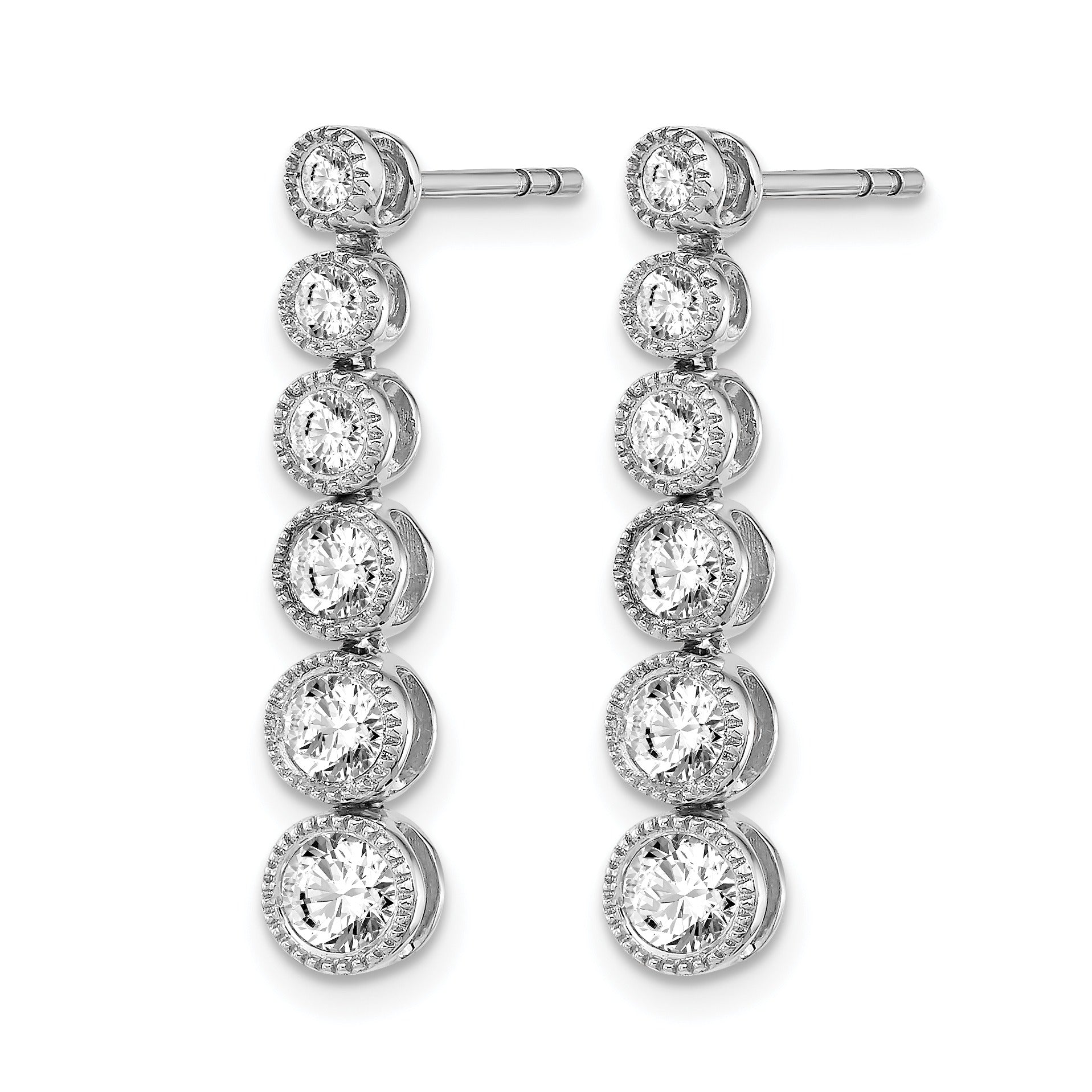 14K Gold Lab Grown Diamond Graduated Dangle Post Earrings