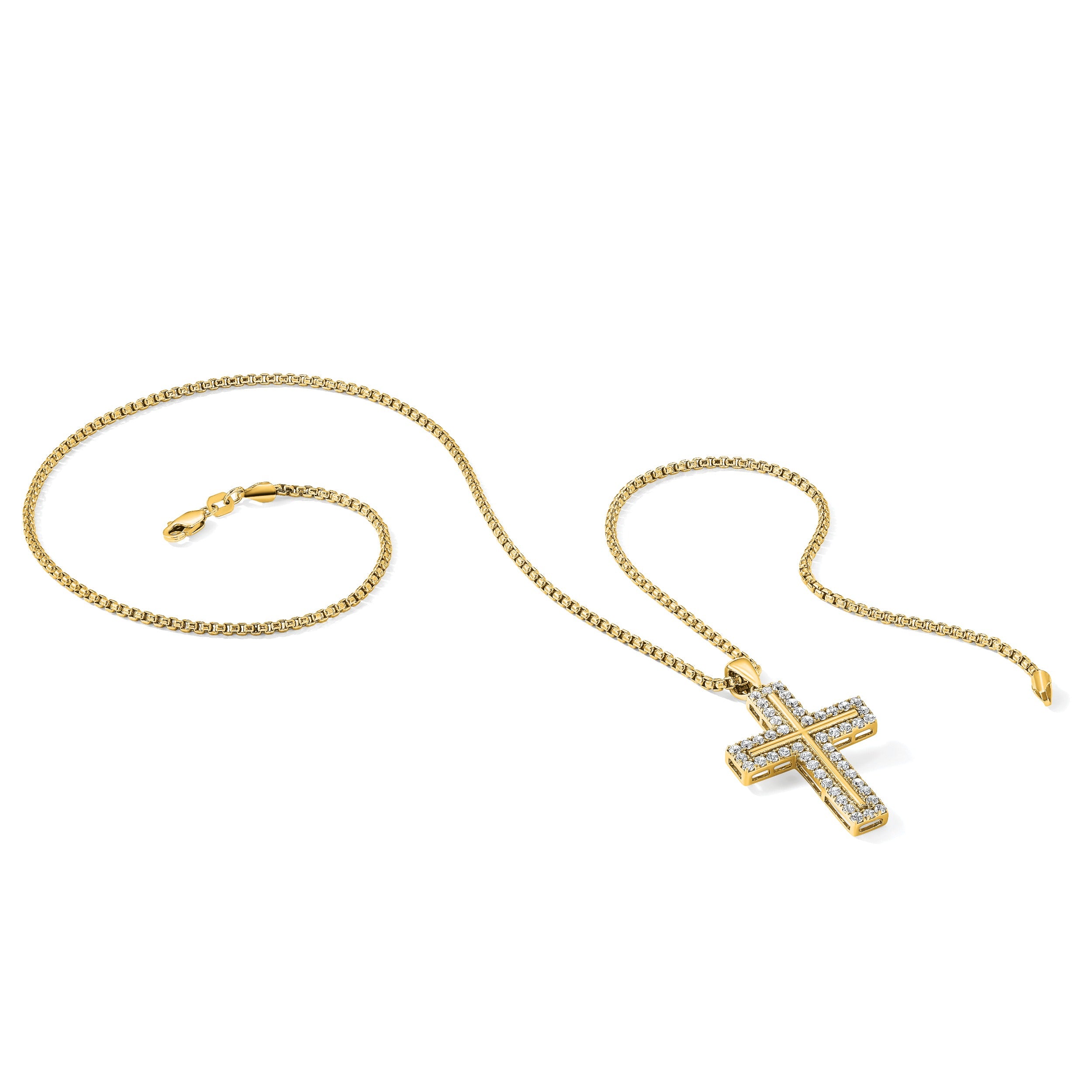 14K Gold Lab Diamond Cross Pendant