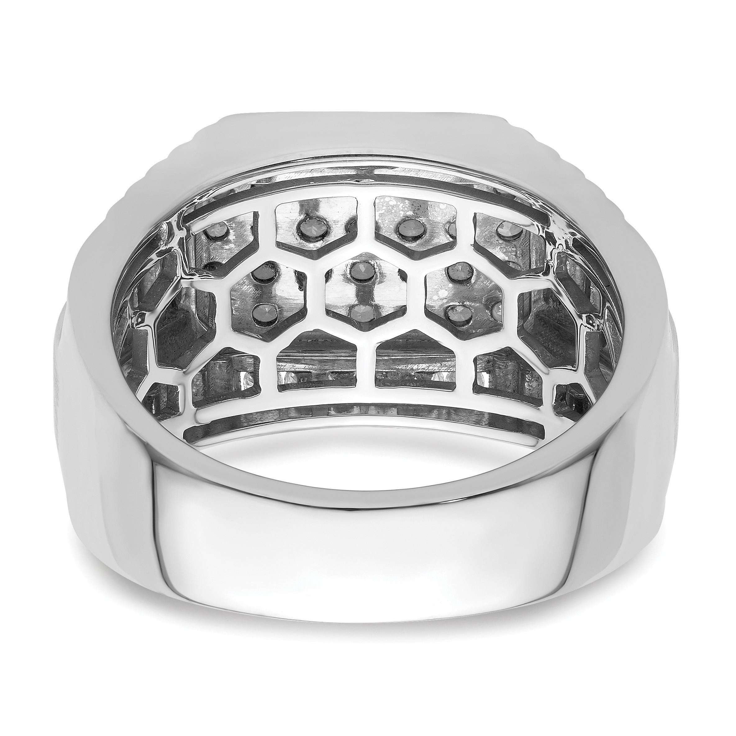 14k White Gold Lab Grown Diamond Men's Cluster Ring 7/8 ct