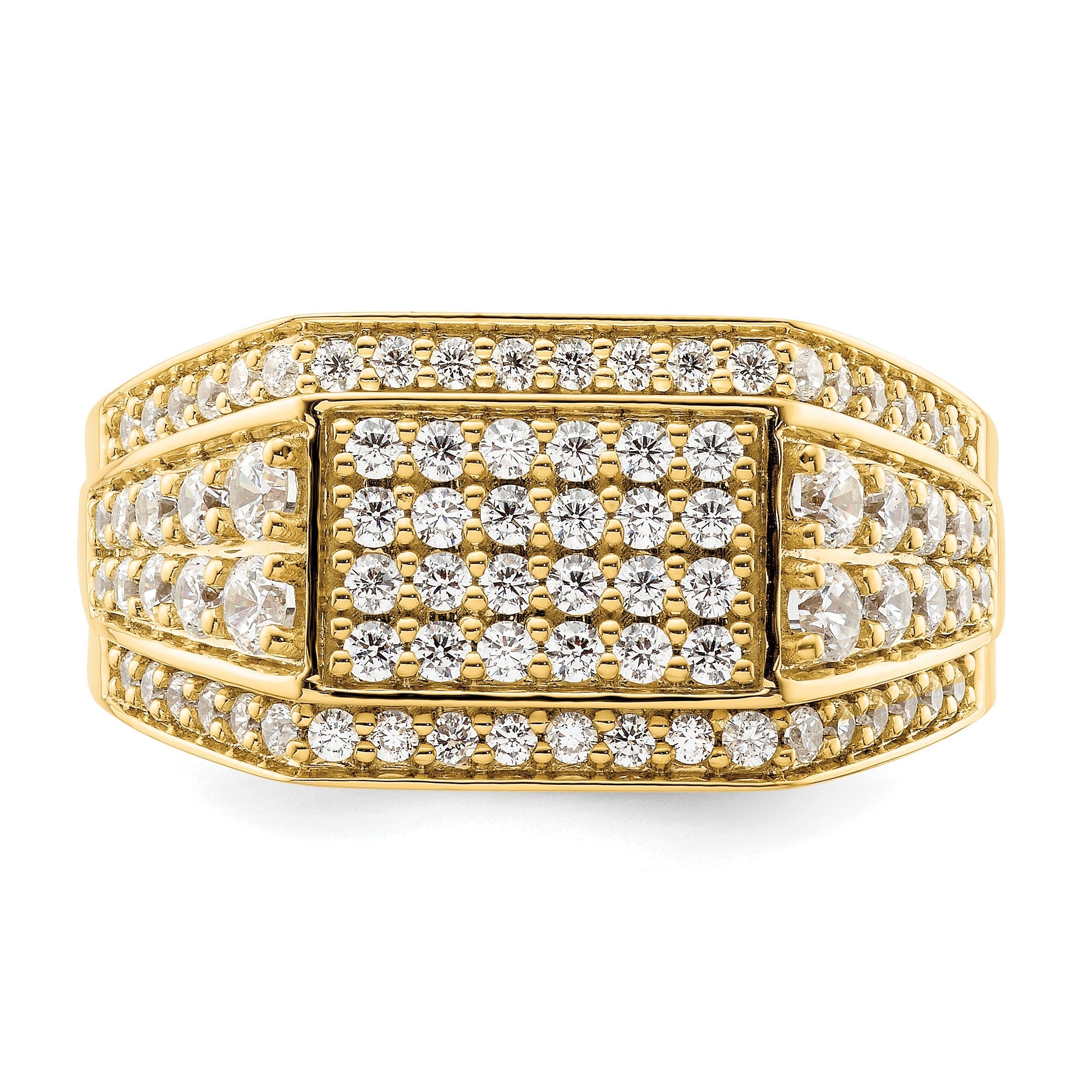 1 3/8 ct Lab Grown Diamond Cluster Men's Ring 14k Yellow Gold