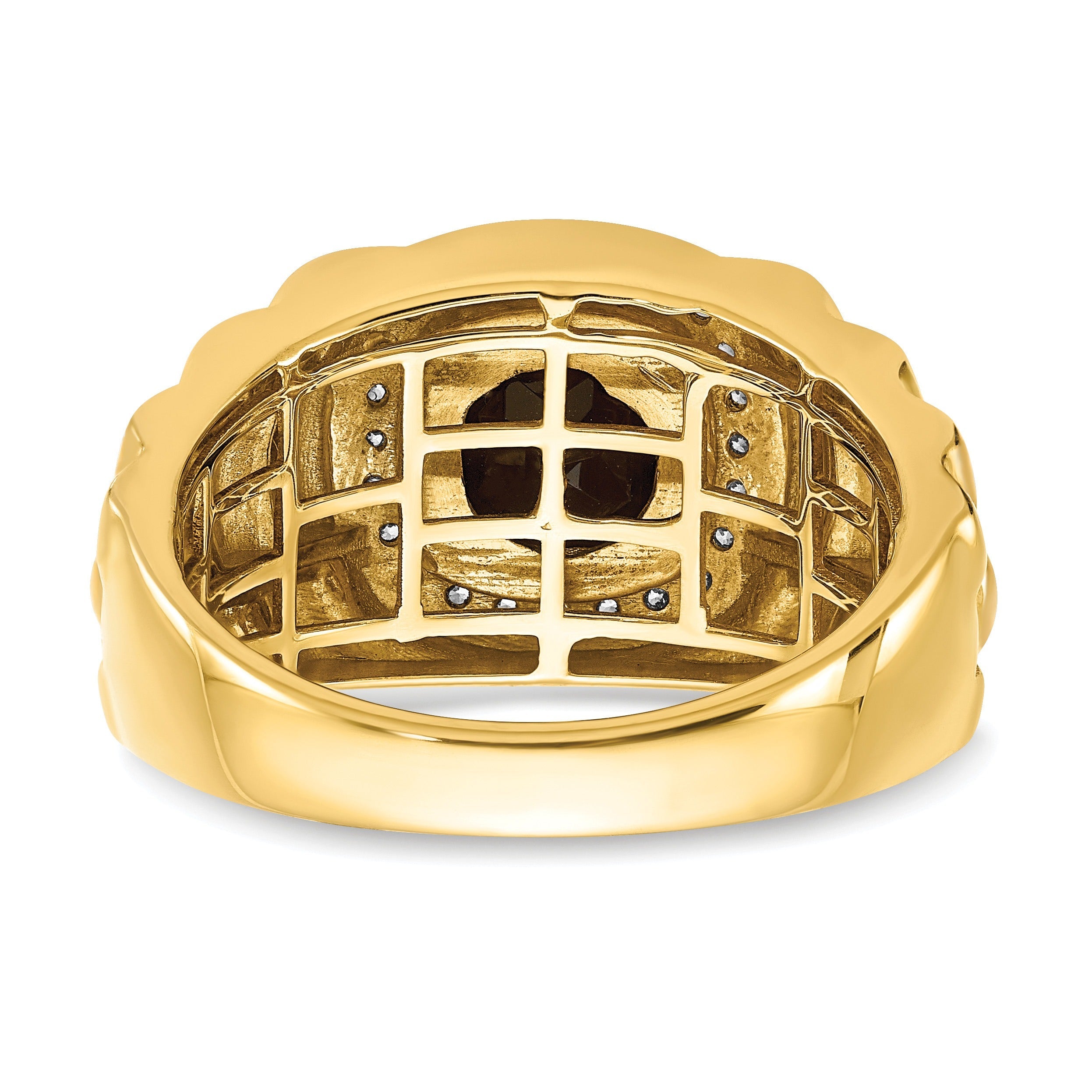 14k Gold 1/4 ct Lab Grown Diamond and Onyx Textured Men's Ring