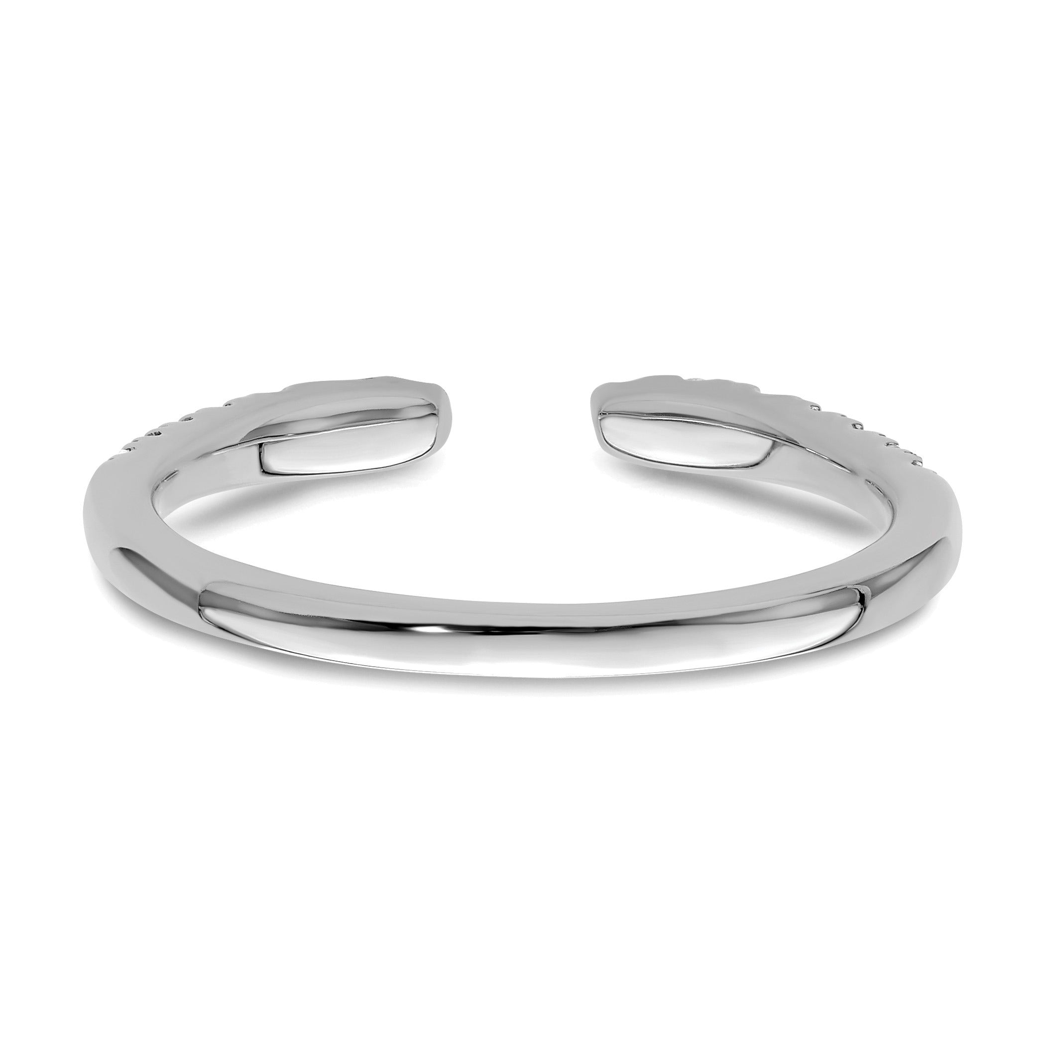 Round Lab Grown Diamond Pavé 14K White Gold Open Cuff Wedding Enhancer Band