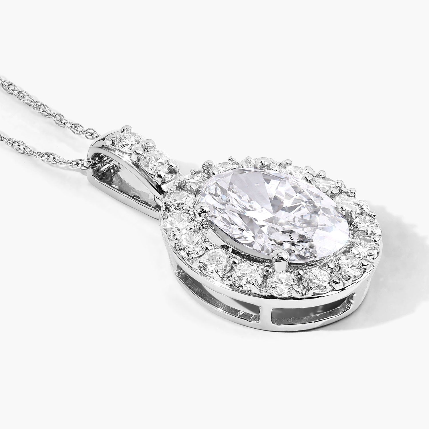 2.62 Ct Lab Grown Diamond Oval Platinum Halo Bridal Pendant