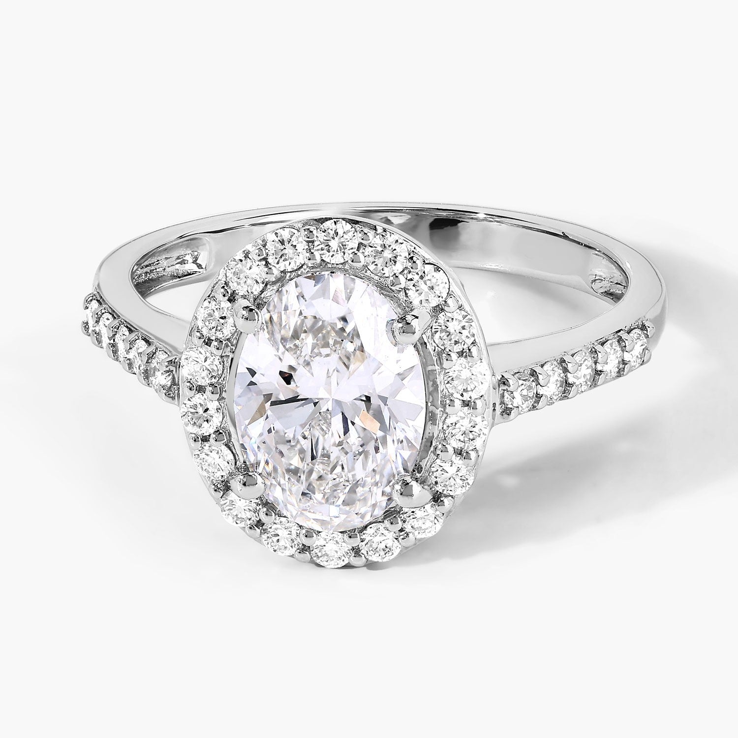 1.98 Ct Oval Lab Diamond Platinum Halo Bridal Cathedral Ring with Pave Band