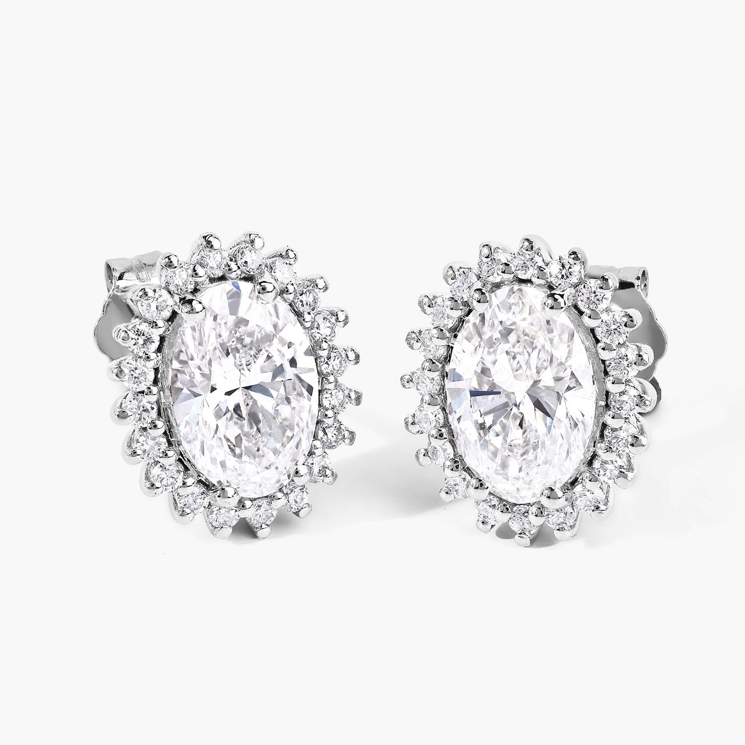 2.45 Ct Oval Lab Grown Diamond Prong Platinum Bridal Stud Earrings
