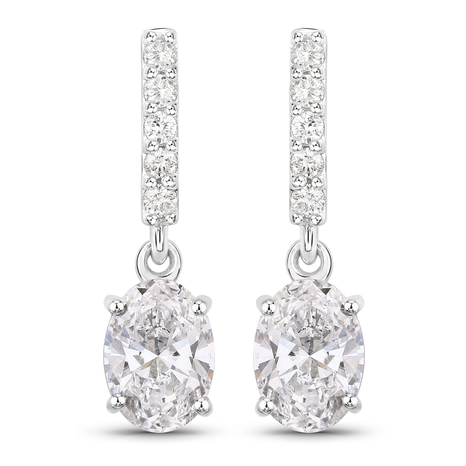 1.64 Ct Oval Lab Grown Diamond Prong Platinum Dangle Drop Bridal Earrings