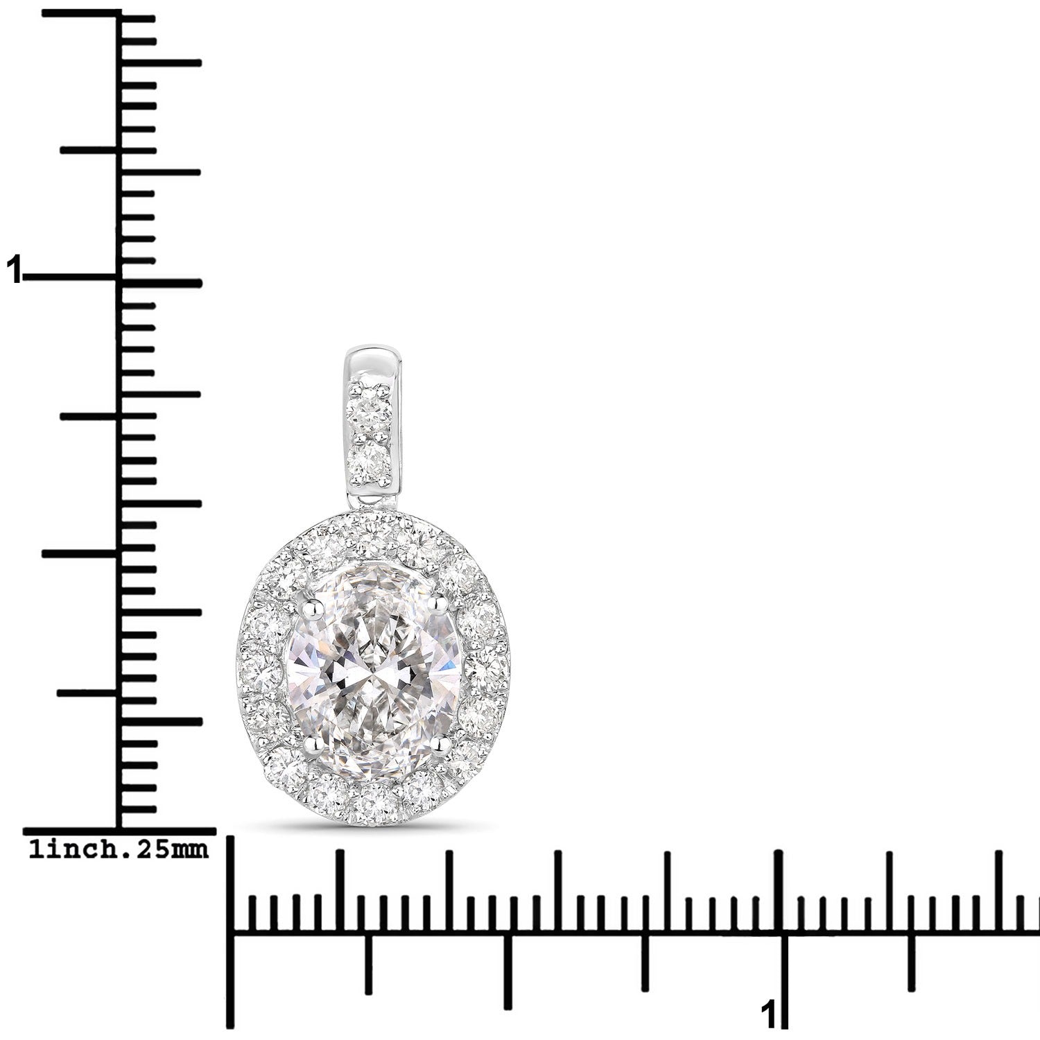 2.62 Ct Oval  Lab Grown Diamond Prong Platinum Halo Bridal Pendant