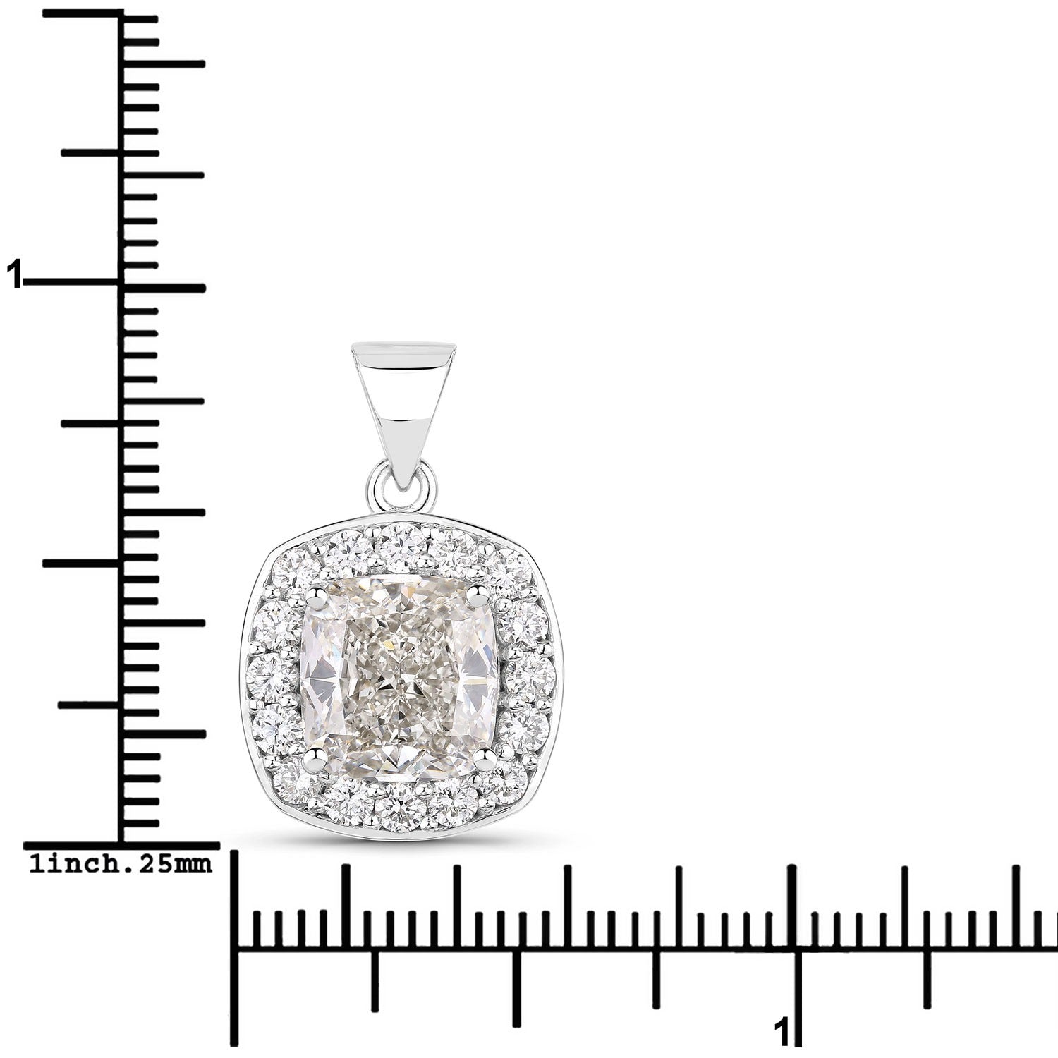 3.50 Ct Cushion Cut Lab Diamond Prong Platinum Halo Bridal Pendant