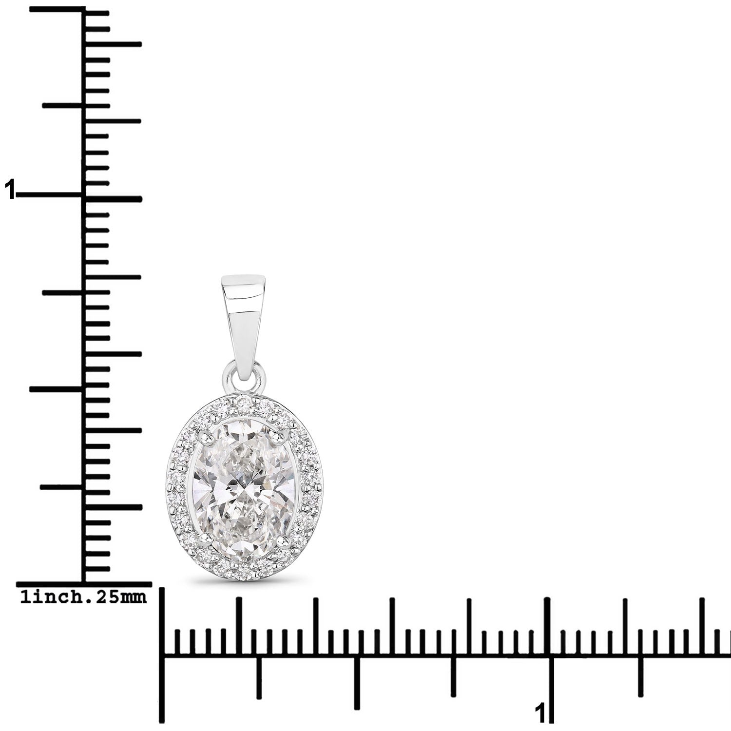 1.82 Ct Lab Grown Diamond Platinum Oval Halo Bridal Pendant