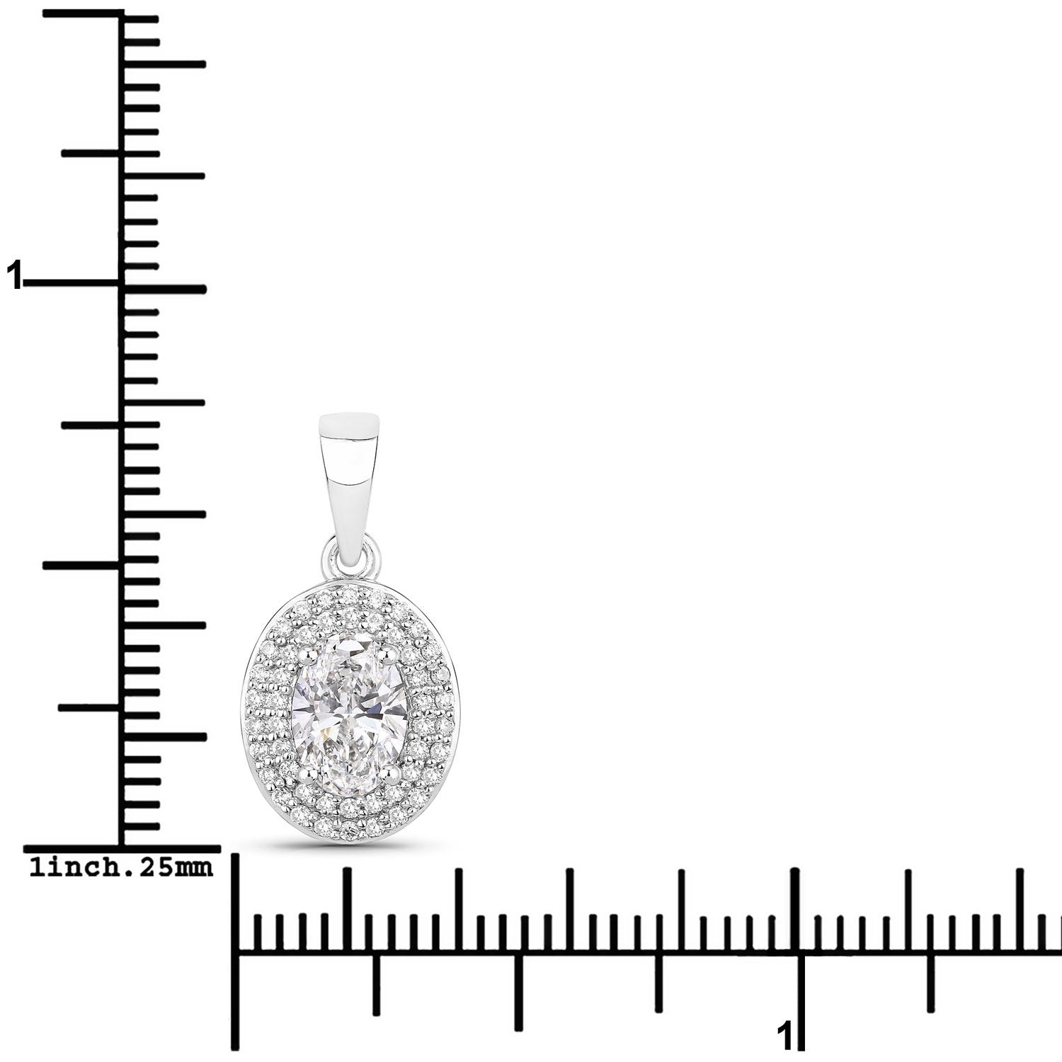 0.92 Ct Oval Lab Grown Diamond Platinum Double Halo Bridal Pendant