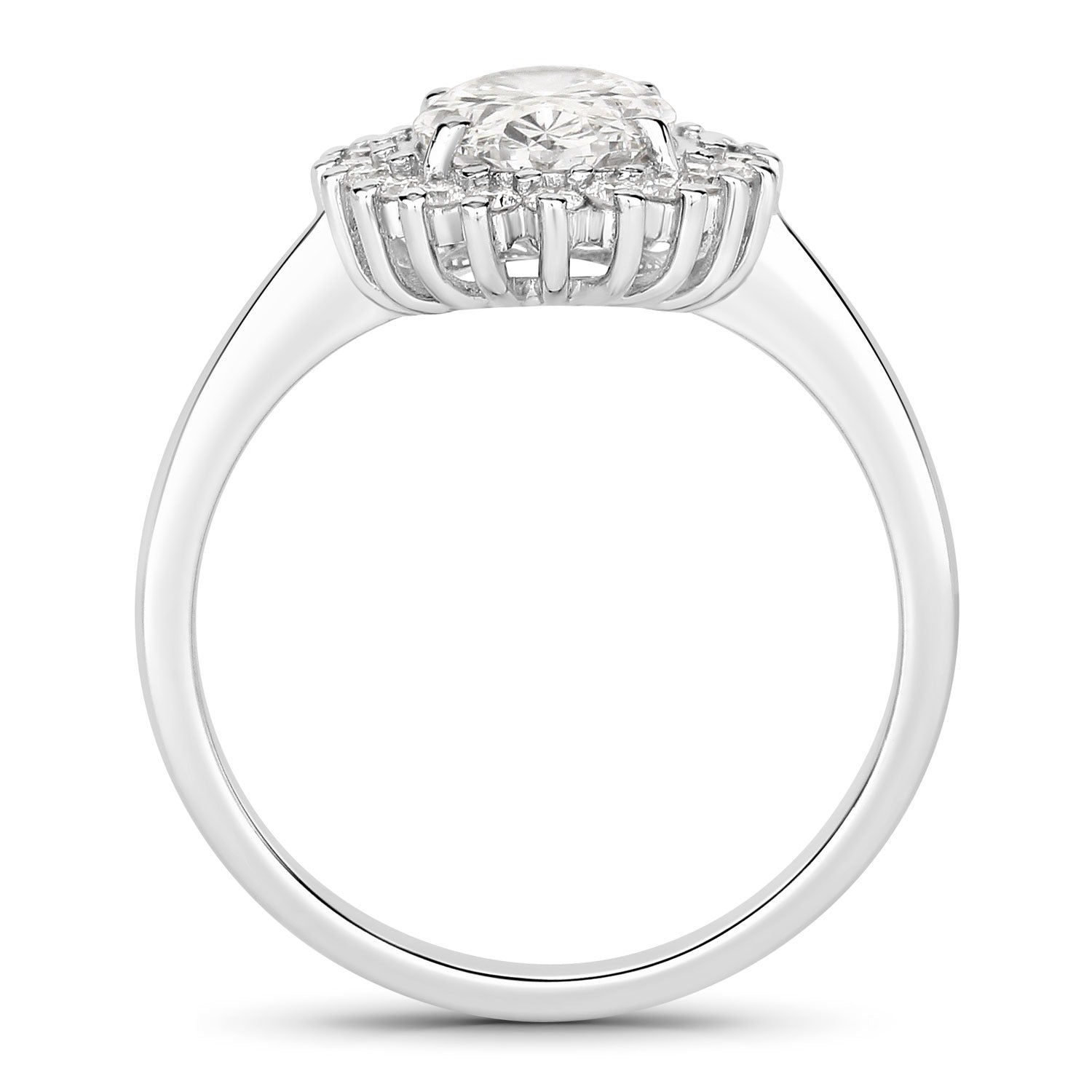 1.81 Carat Lab Diamond Oval Platinum Bridal Halo Floral Ring