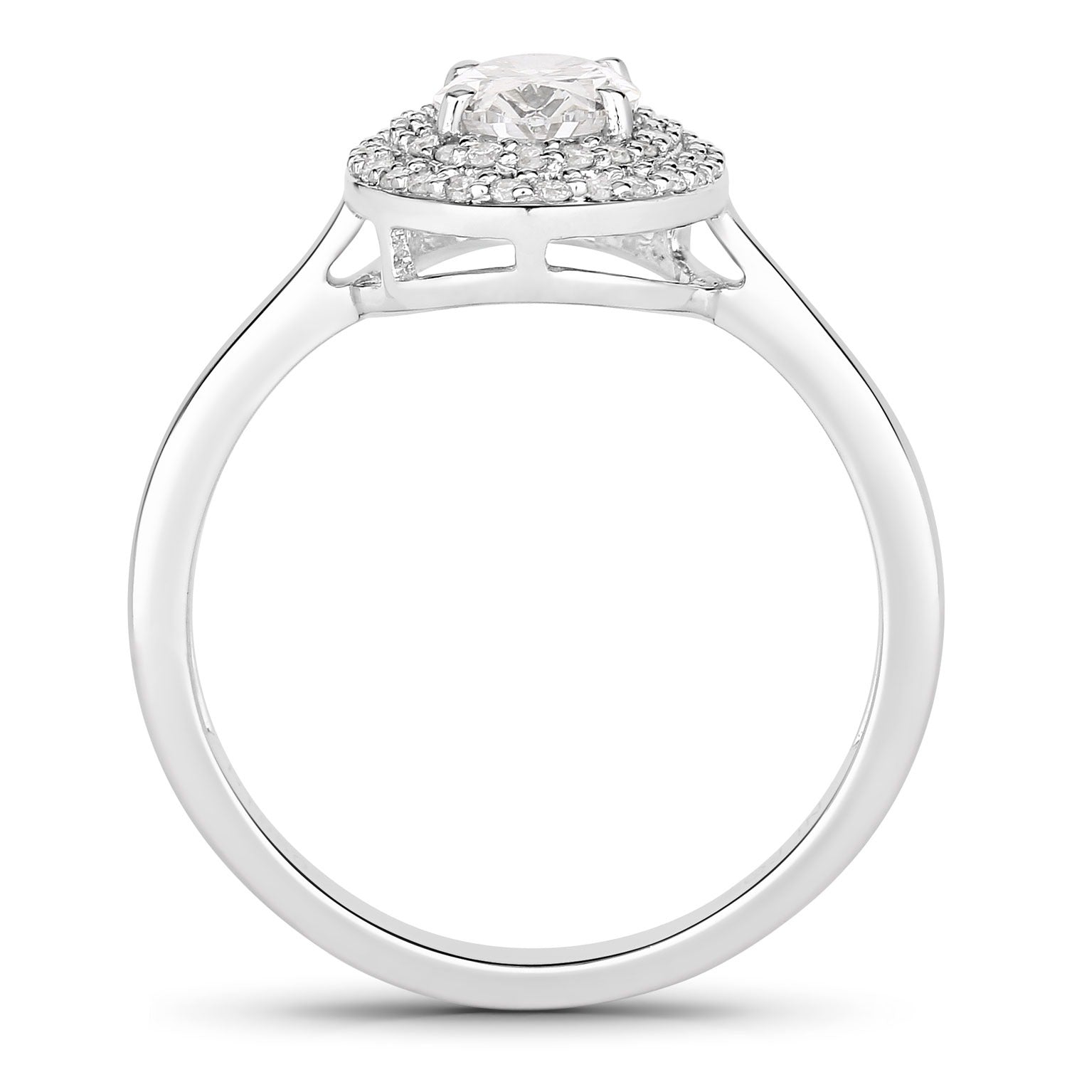 0.91 Ct Oval Lab Grown Diamond Prong Platinum Double Halo Bridal Ring